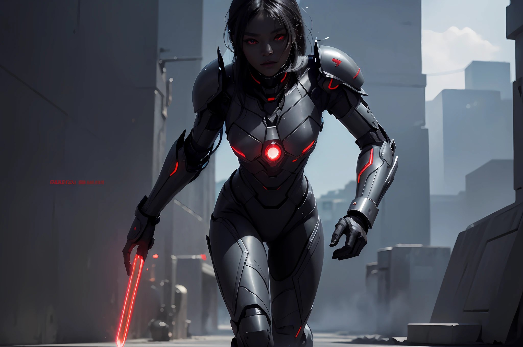 Several beautiful dark-skinned Chinese female aliens invading Earth, (red glowing eyes), (cybernetic armor), ((very sharp details)), ((((dark grey skin)))), ((perfect face)), ((perfect body)), ((full body shot)), (((correct anatomy))), hyper realistic, realistic face, realistic hair, ultra realistic, masterpiece, (8k, RAW photo, best quality, masterpiece:1.2), (realistic, photo-realistic:1.37), professional lighting, photon mapping, radiosity, physically-based rendering --v 6