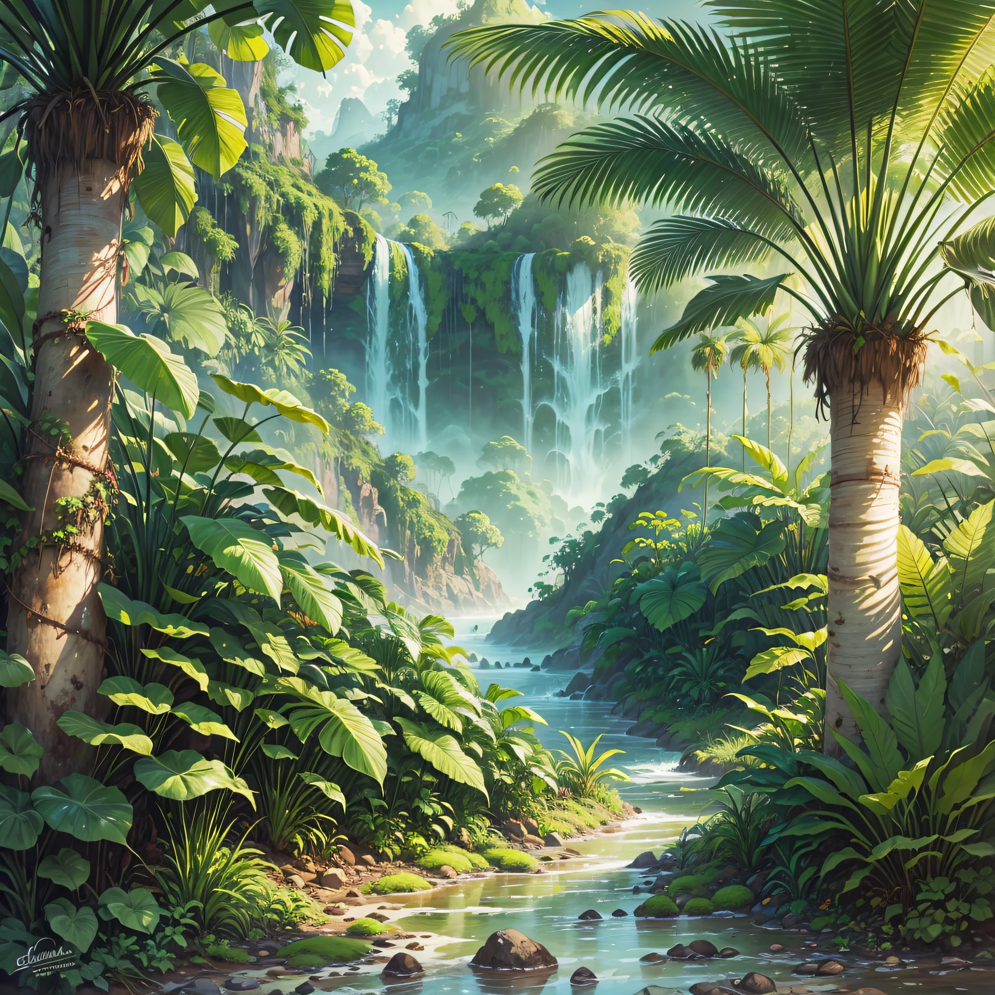 water color banana trees in the jungle --auto --s2