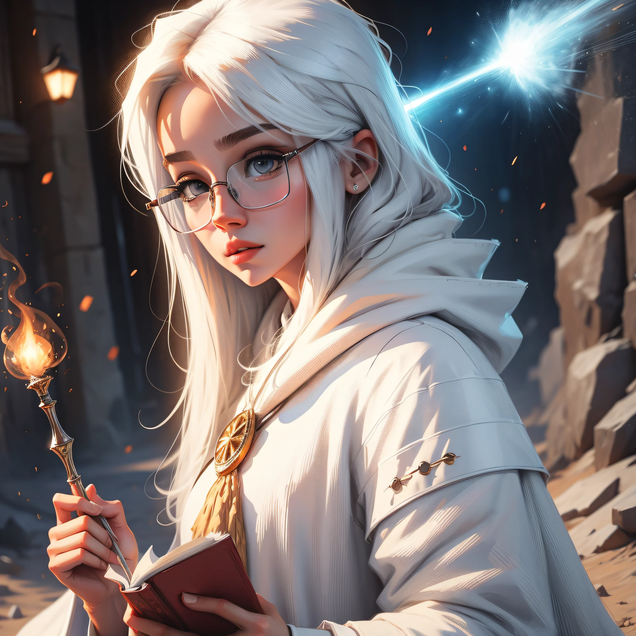 White wizard girl with glasses