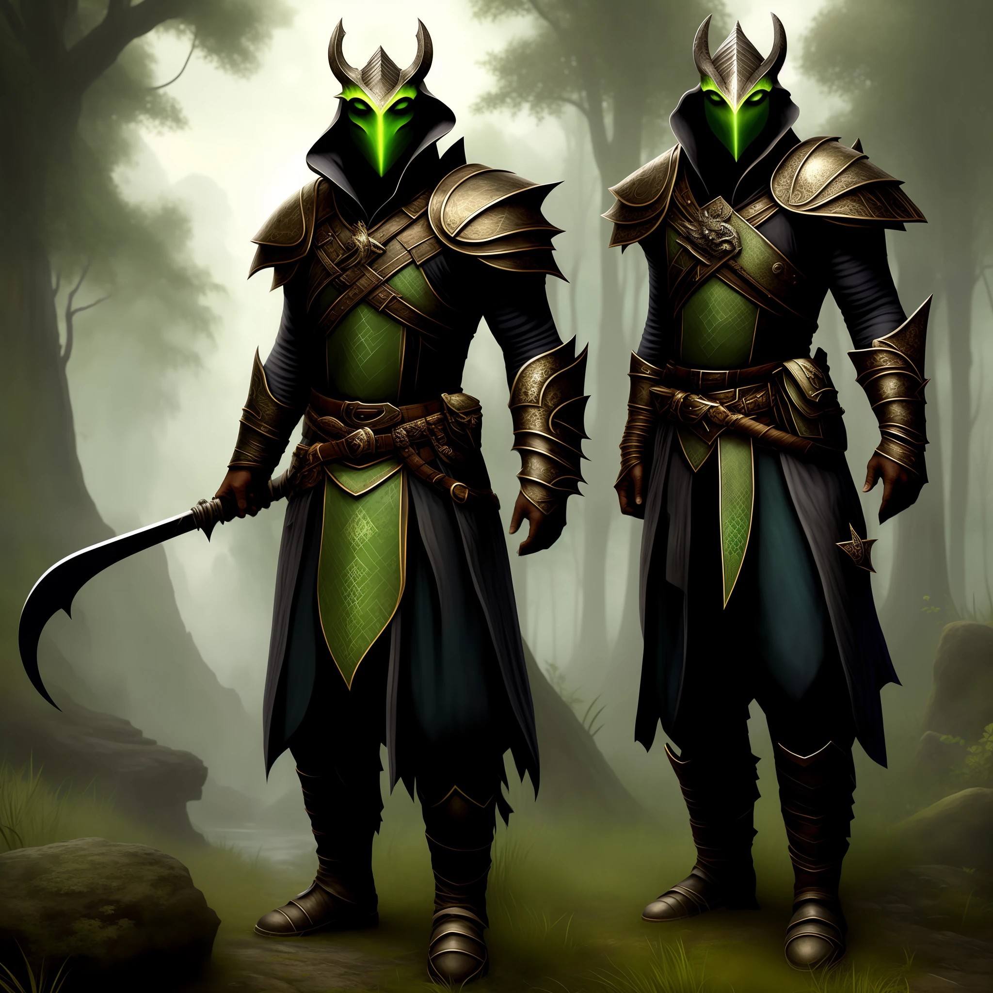 Argonians, in their native language, called Saxhleel (People of the Root) are an oviparous race of reptiles native to Argonia, a vast marshy province in the southeast of Tamriel. The other races often prefer to refer to them as "Lizard People" or simply "Lizards", especially in the derogatory sense.

**Sarax** is an Argonian Pilgrim who was born in Black Marsh, but always had the dream of knowing other lands and cultures. He left his home province when he was young and travelled across the continent, passing through Cyrodiil, Skyrim, Morrowind and Hammerfell. He learned to defend himself with a curved sword and a bow, and also to communicate with the people he encountered, using his charismatic personality and his sense of humor. He enjoys admiring the natural beauties of each place he visits, and also collecting relics and artifacts he encounters along the way. He has a special connection to the Hist, the intelligent trees of his homeland, and always looks for them when he is in a swampy region. He is a born adventurer, always curious and willing to learn new things.

**Sarax** is also proud to wear a **glass armor**, which he achieved after many adventures and challenges. He thinks this armor suits his lifestyle as it is lightweight, quiet, and sturdy. He also likes the emerald sheen and elegant design of the armor, which contrast with its green skin and scales. He knows that this armor is rare and valuable, and that many envy his possession. But he doesn't care about that, for he knows that armor is only a means to achieve his goals, not an end in itself.