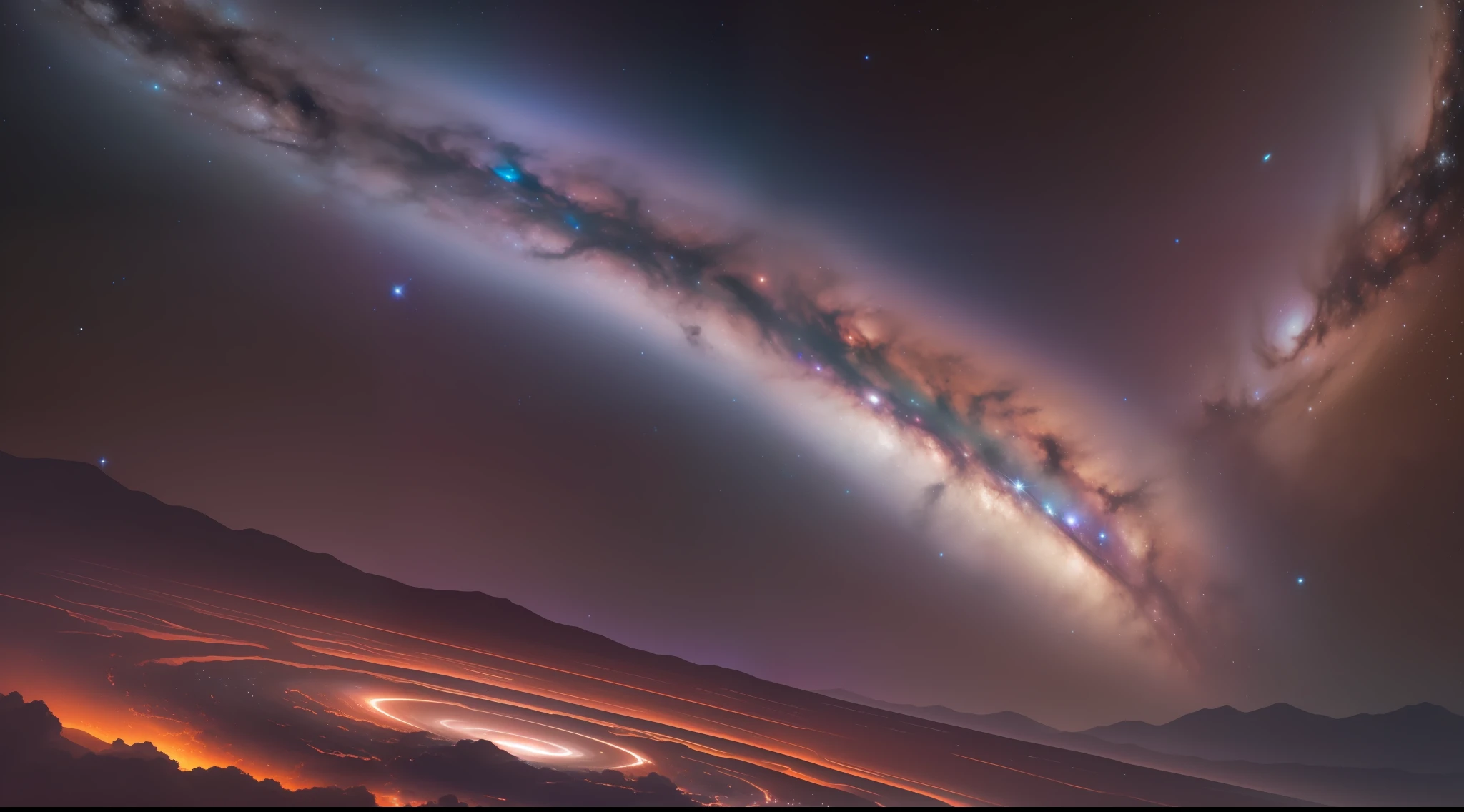 Andromeda galaxy. Highlight its magnificent structure by incorporating realistic color nuances to portray its beauty. Add stars, clouds of gas, and dust to create a vivid and captivating image that depicts the magnitude of this stunning galaxy. realistic.
