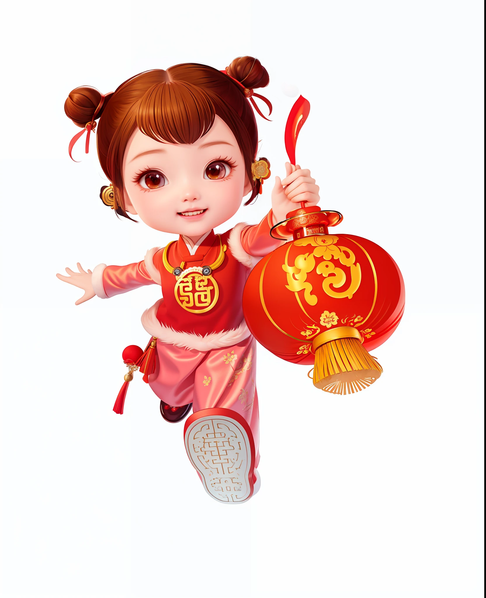 cartoon girl with a red lantern and a red bag, chinese girl, by Qu Leilei, by Ju Lian, by Yang Borun, inspired by Pu Hua, adorable digital painting, by Leng Mei, a beautiful artwork illustration, official illustration, inspired by Yao Tingmei, by Yao Tingmei, inspired by Li Mei-shu