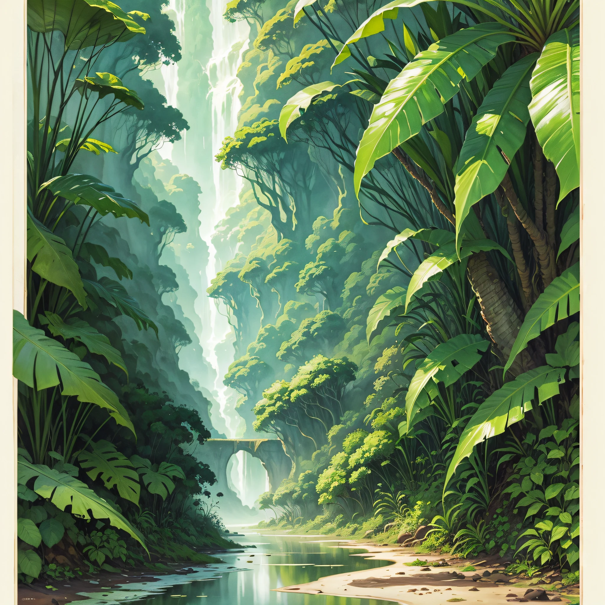 water color banana trees in the jungle --auto --s2
