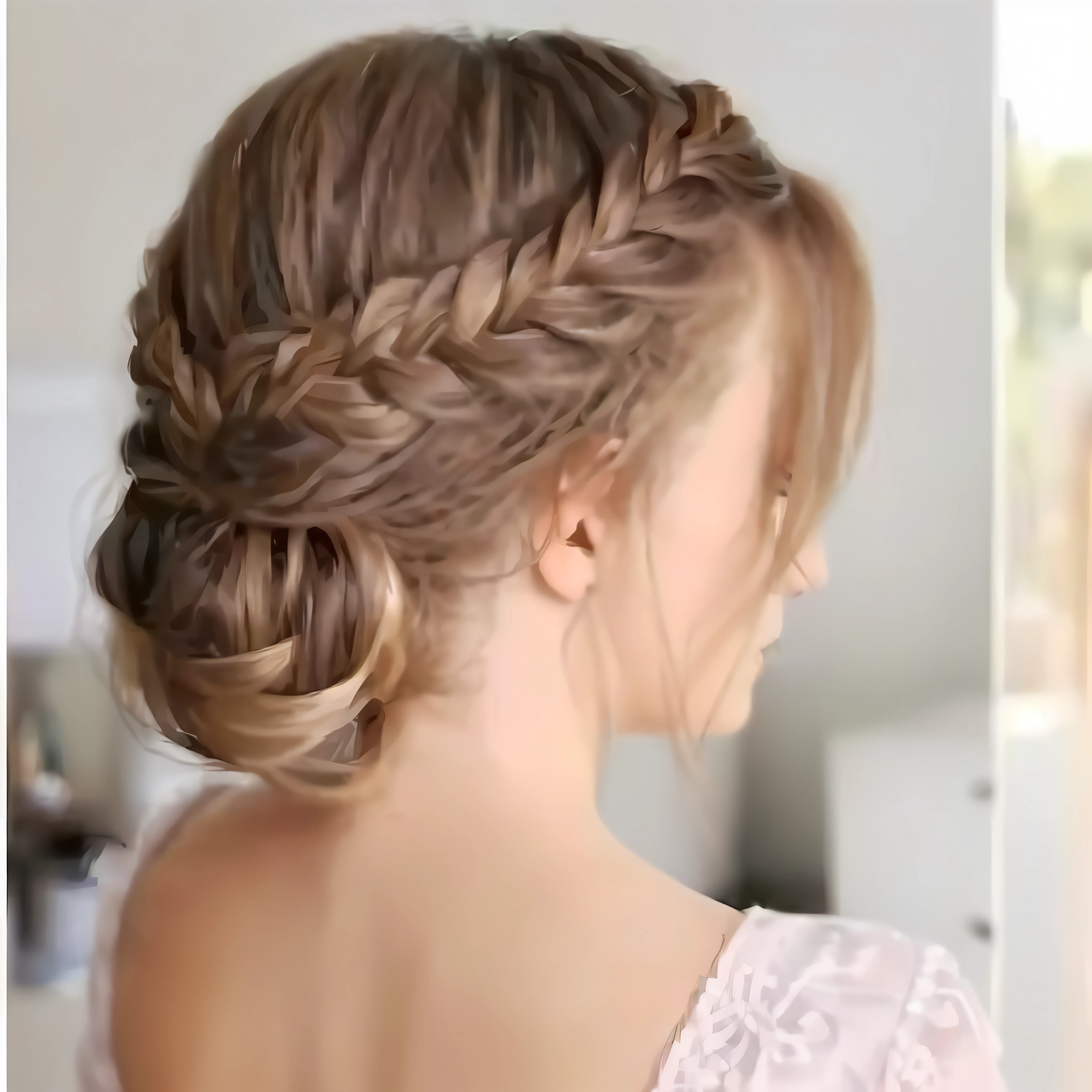 a woman with a braid updo and a braid updo, hairstyle, styled hair, traditional female hairstyles, with same hairstyle, braid hairstyle, female hairstyles, pinterest hair picture, braided hairstyle, updo, straight hairstyle, elegant hair, hair bun, french braid hairstyle, braided hair, elegant fantasy style braids, french braids, great _ hairstyle, hair styles