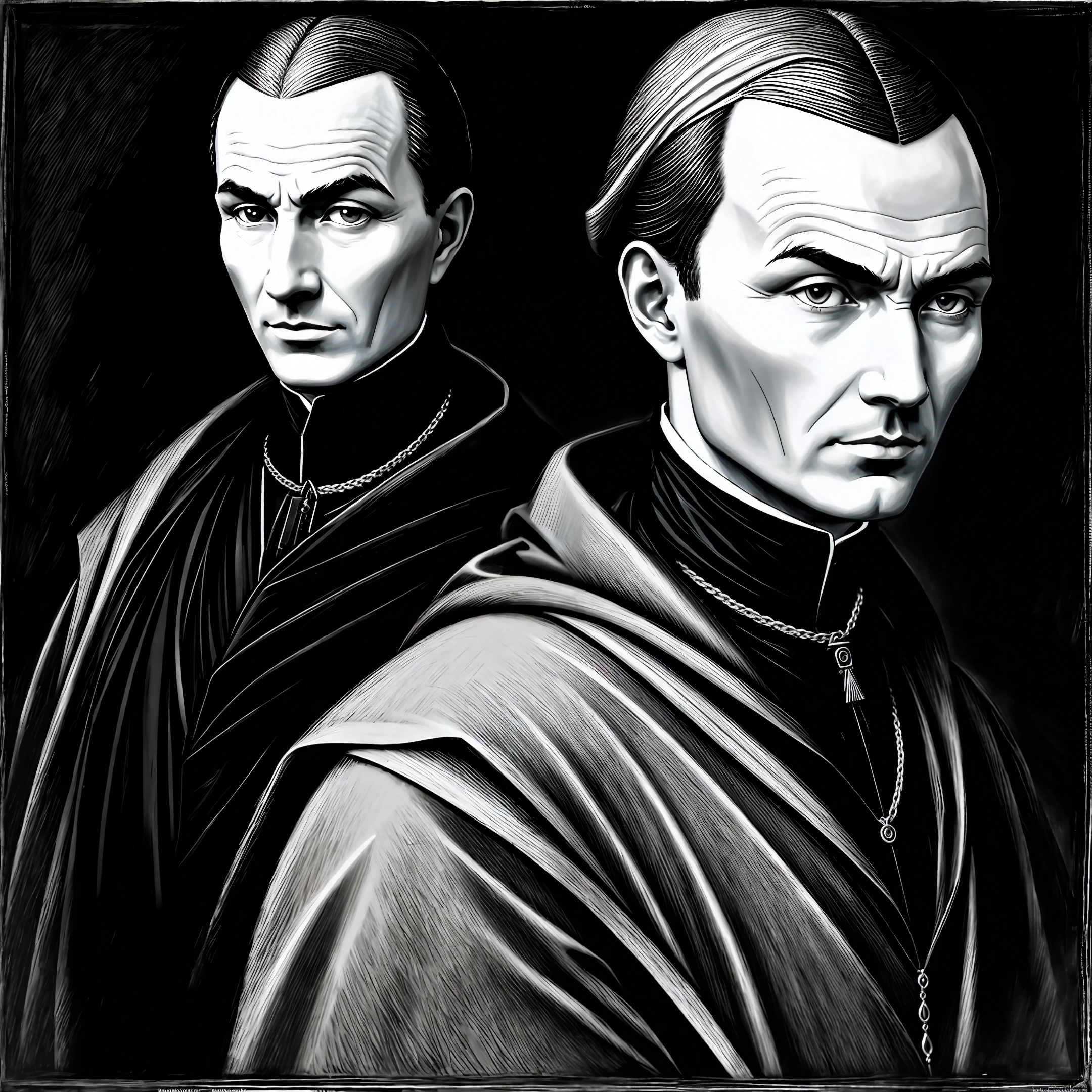 Machiavelli philosopher black and white, photorealistic
