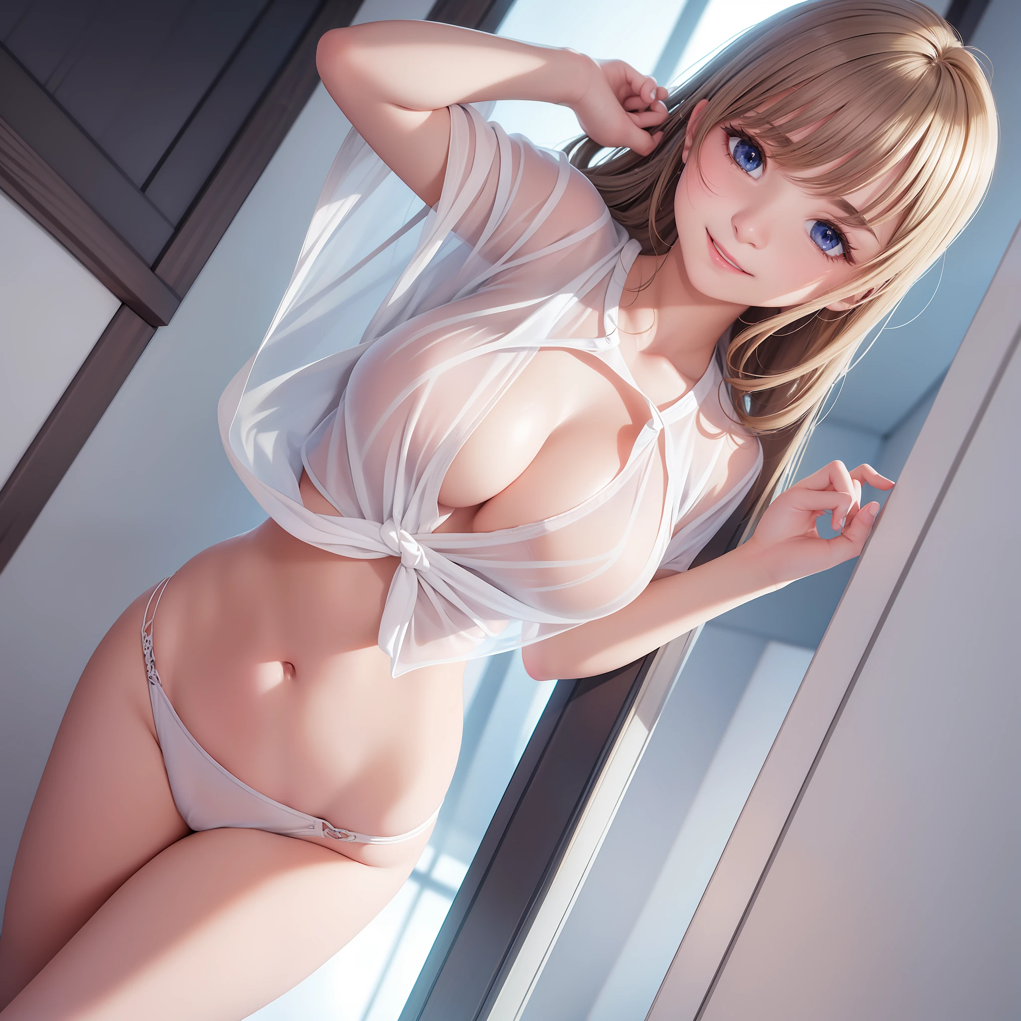 ((Best Quality, 8k, Masterpiece: 1.3)), Girl, Japan, , Full Body, Random Angle, Magical Girl: 1.3, (Random Hairstyle, Random Breasts: 1.2), Full Body Sweaty, White Clear Blouse, No Bra: 1.2, Healthy Sheer Nipple: 1.3, Panty Shot: 0.7, Ultra Detailed Face, Detailed Eyes, Hot-Tempered Face, Refreshing Smile