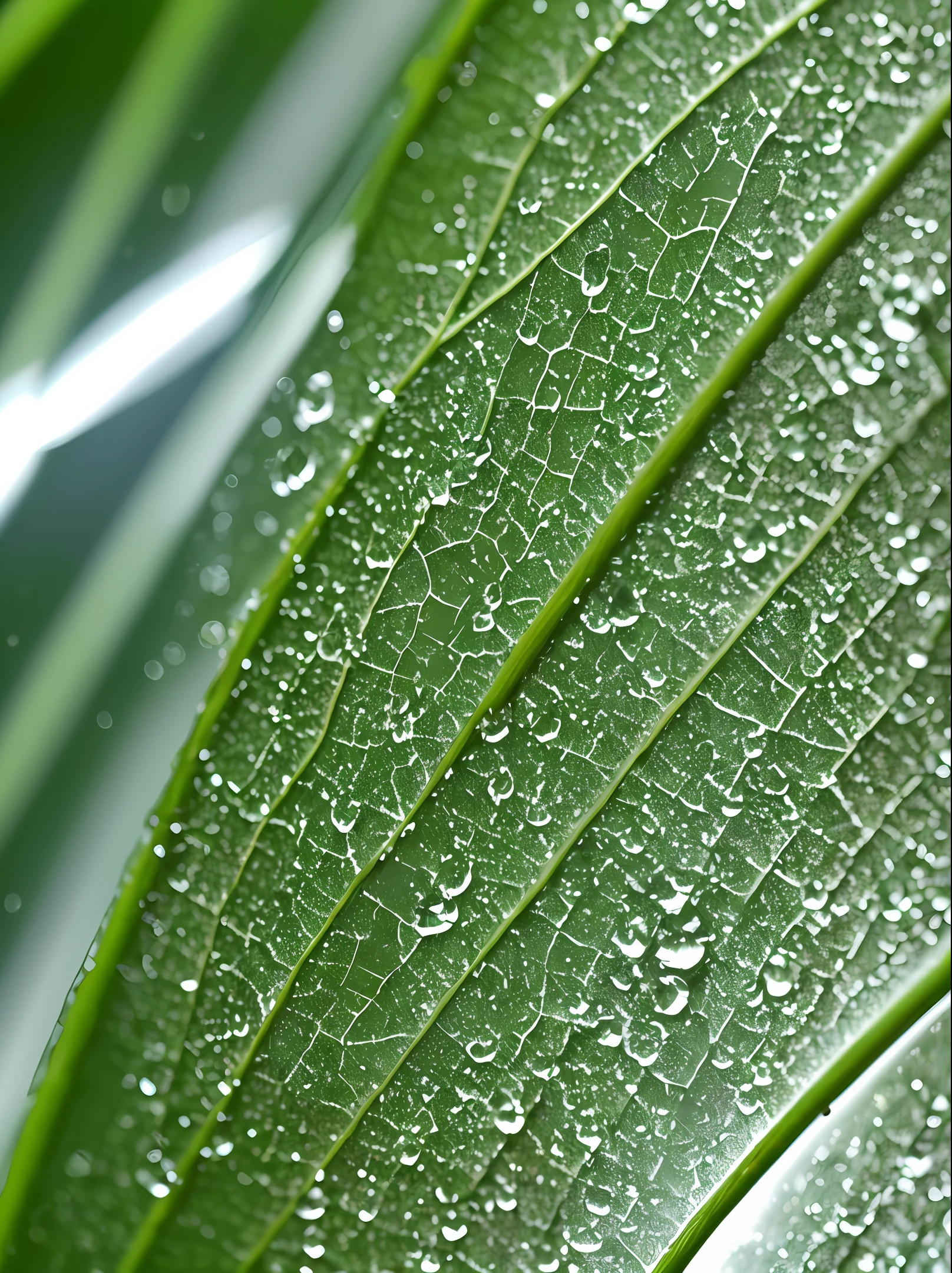 After, rain shower, find a scene, water, perhaps on a window or a leaf, stunning macro, droplets, refracts, simple, ultra realistic, hyper detailed