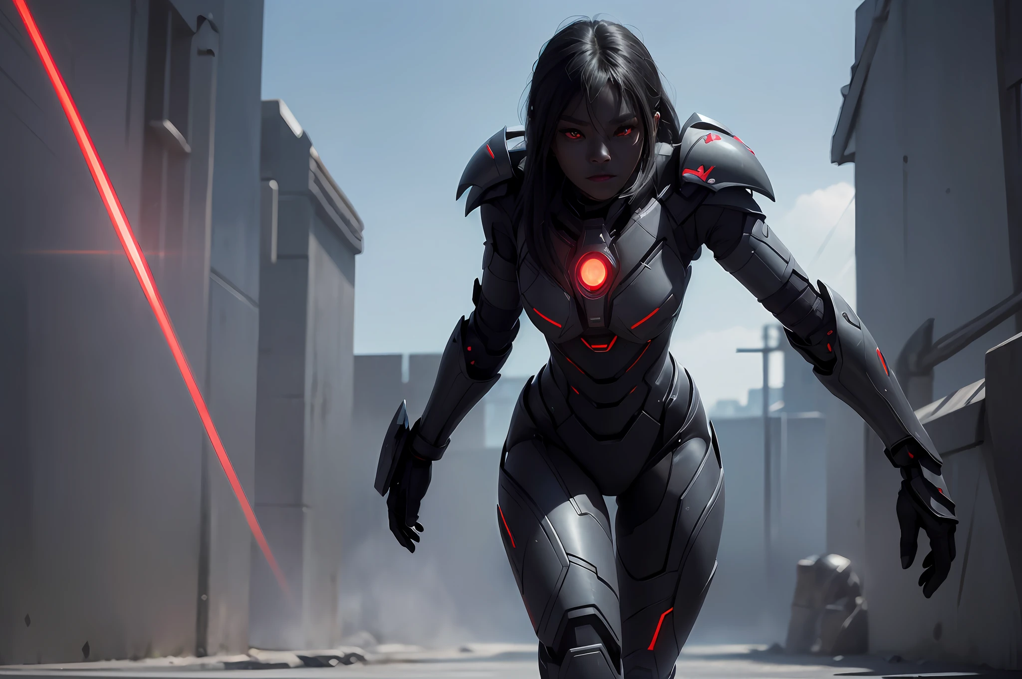 3girls, army of beautiful dark-skinned Chinese female aliens invading Earth, (red glowing eyes), (cybernetic armor), ((very sharp details)), ((((dark grey skin)))), ((perfect face)), ((perfect body)), ((full body shot)), (((correct anatomy))), hyper realistic, realistic face, realistic hair, ultra realistic, masterpiece, (8k, RAW photo, best quality, masterpiece:1.2), (realistic, photo-realistic:1.37), professional lighting, photon mapping, radiosity, physically-based rendering --v 6