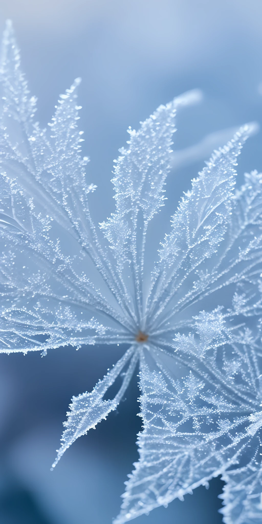 morning, find a surface covered with delicate frost crystals, macro, frost, intricate patterns, morning, viewer, ultra realistic