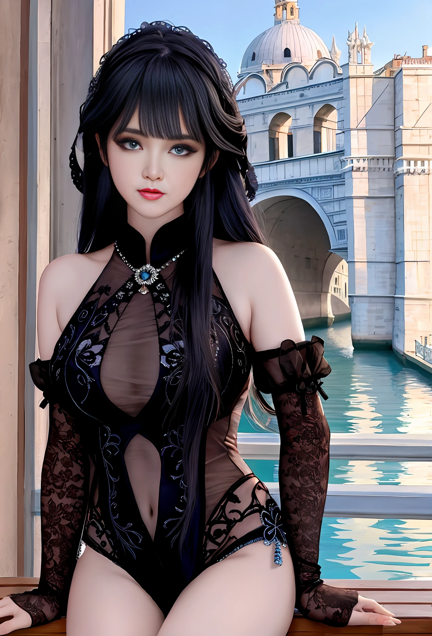 a hyper realistic ultra detailed photograph of a beautiful girl as a female 2020s dancer on the boat of 2020s Venice,(Bridge Of Sighs background),(princess eyes,shiny pupils), detailed symmetric beautiful hazel eyes, detailed gorgeous face, peaky blinders environemt, trending on cg society, bauhaus, bulgari, colourful atmosphere, official valentino editorial, moonlight, medium symmetry, neoprene, behance contest winner, portrait featured on unsplash, stylized digital art, smooth, ultra high definition, 8k, unreal engine 5, ultra sharp focus, award-winning photograph, Canon EOS 5D Mark IV DSLR, f/8, ISO 100, 1/250 second, TanvirTamim, trending on artstation, by artgerm, h. r. giger and beksinski, highly detailed, vibrant