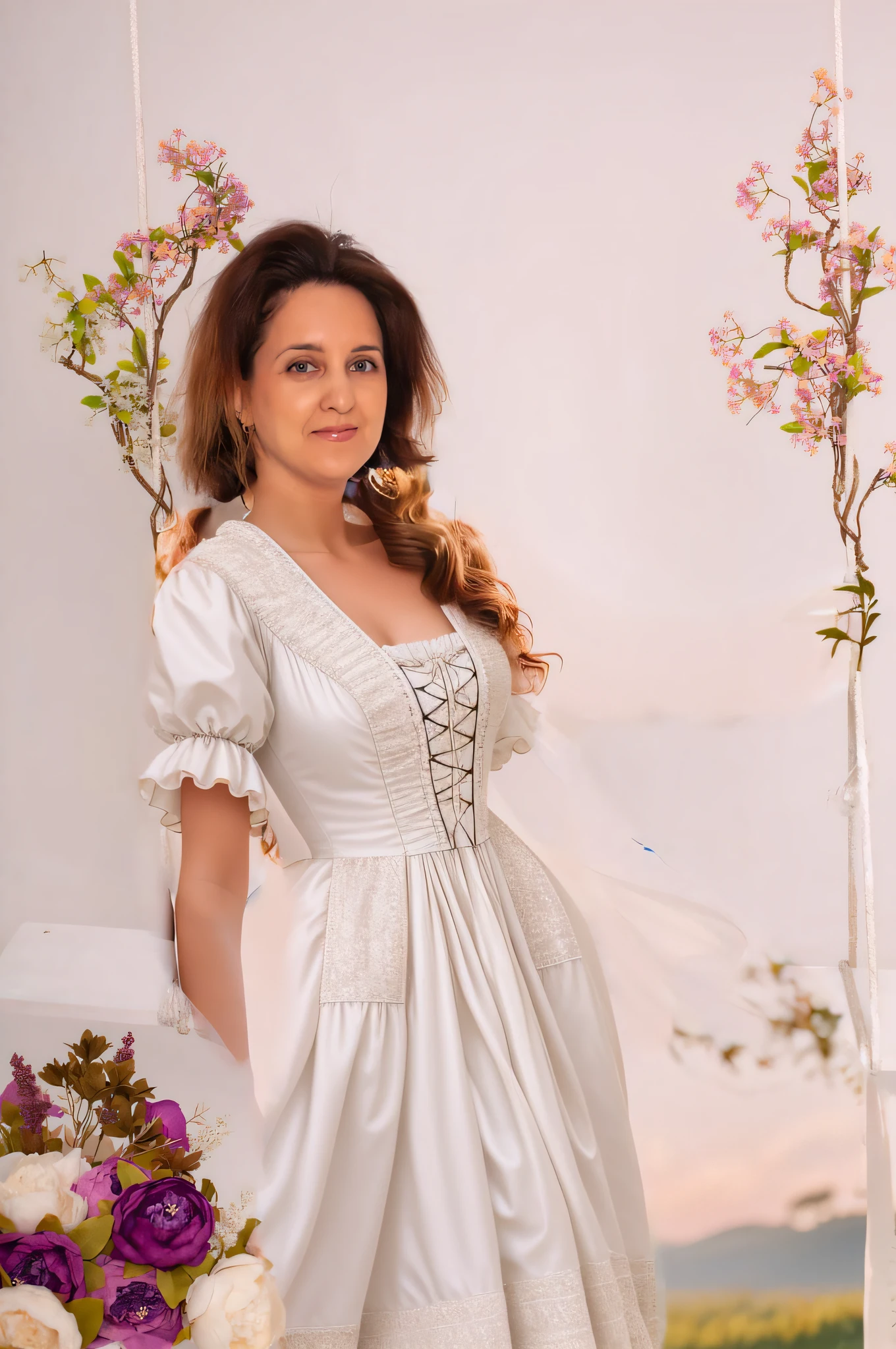 a close up of a white dress on a mannequin dummy, dress in the style of rococo, ancient white dress, wearing a white folkdrakt dress, georgian dress, pelisse, georgian dress amazing fabric, victorian dress, russian clothes, robe. extremely high details, rococo dress, fantasy style clothing, dress in voile, medieval dress. witch