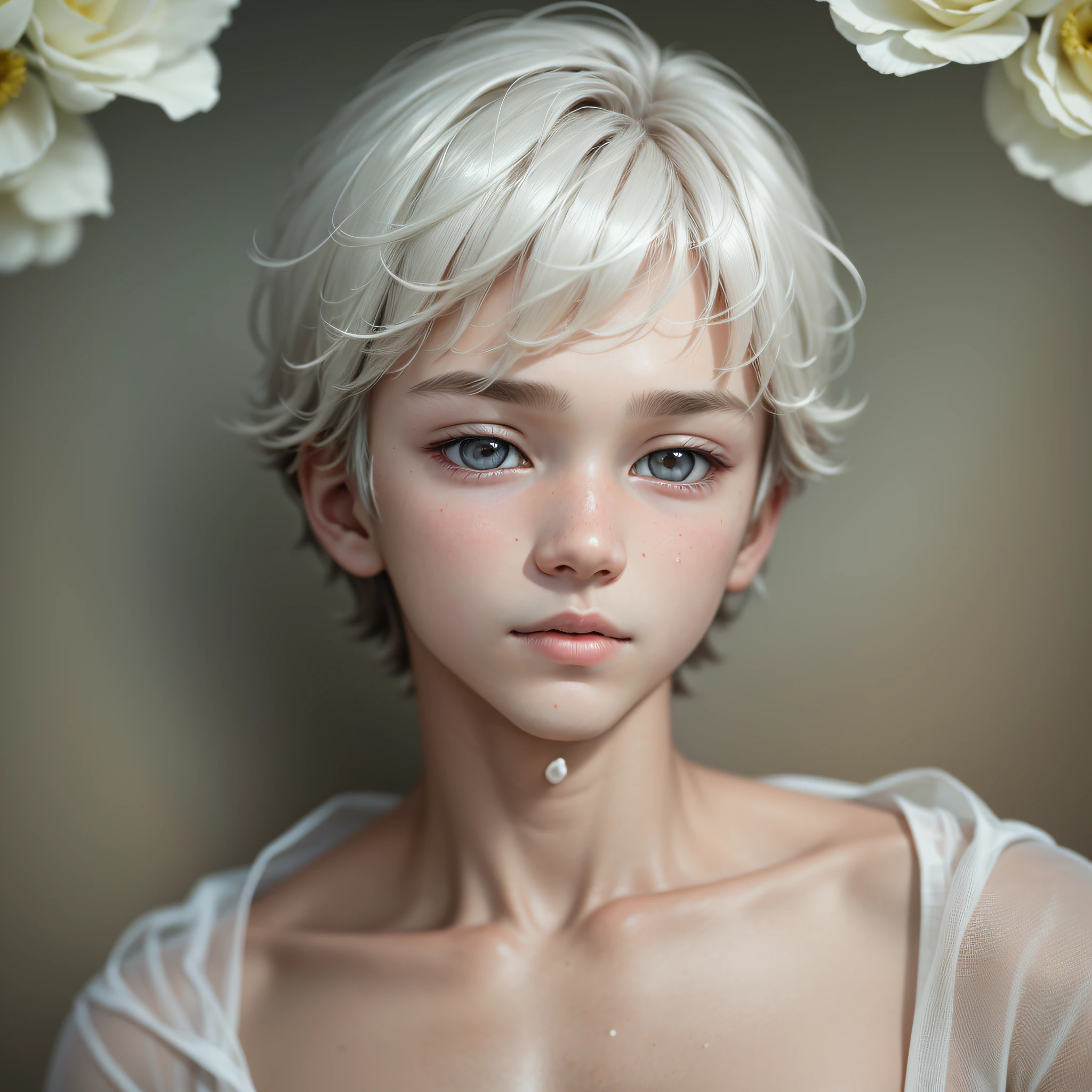 Face of a super handsome, angelic and delicate boy with very white skin --auto --s2