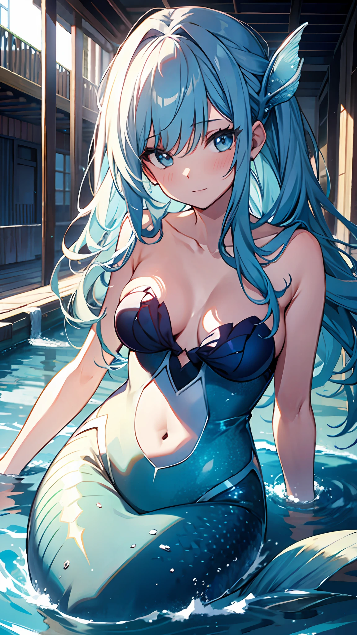 ((best quality)), ((masterpiece)), 1girl, mermaid, water