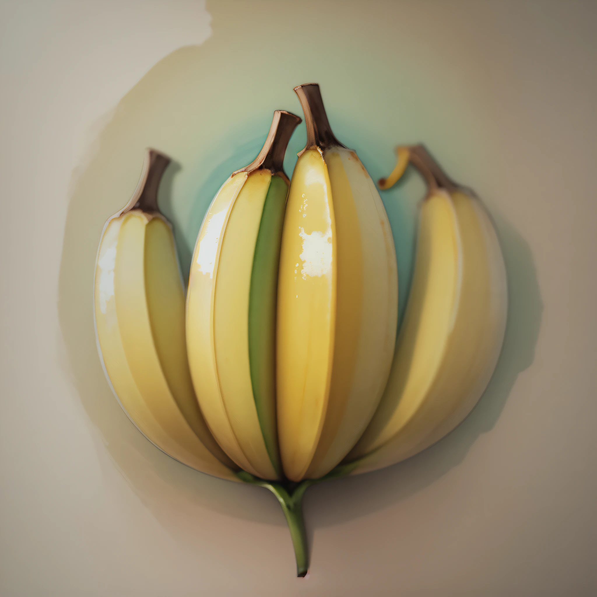 there are three bananas on a wall with a green stem, banana, bananas weapon, bananas, rendered in corona, hyperrealistic illustration, super realistic food picture, rendered art, banana color, fairy fruit. octane render, rendered in cinema 4 d, rendered in cinema4d, photorealistic illustration, giant bananas natural disaster, rendered in cinema 4 d octane