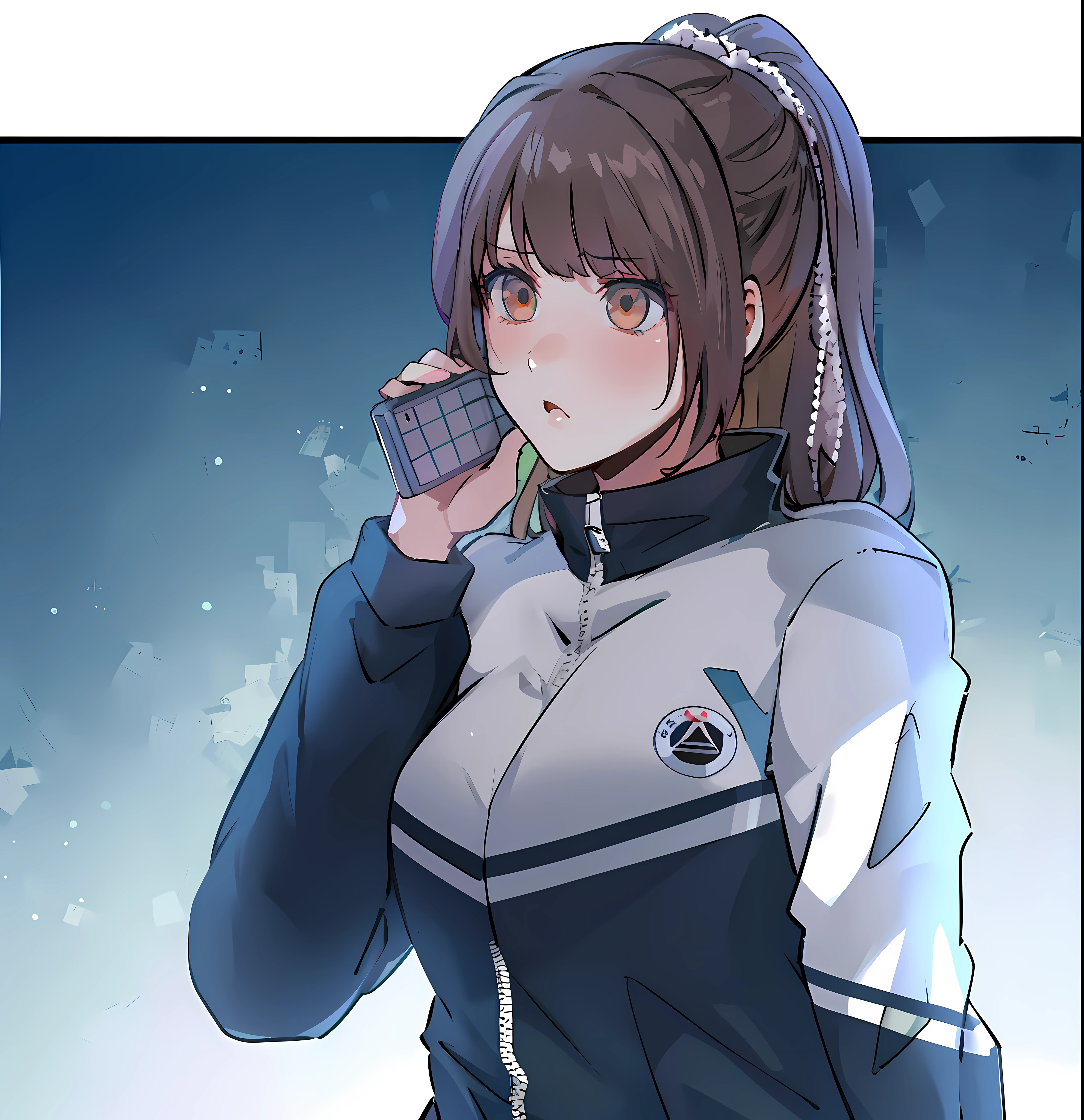 anime girl with long hair talking on cell phone in snowy area, kantai collection style, marin kitagawa fanart, anime moe artstyle, female protagonist 👀 :8, iwakura lain, chiaki nanami from danganronpa, (anime girl), an anime girl, from girls frontline, anya from spy x family, holo