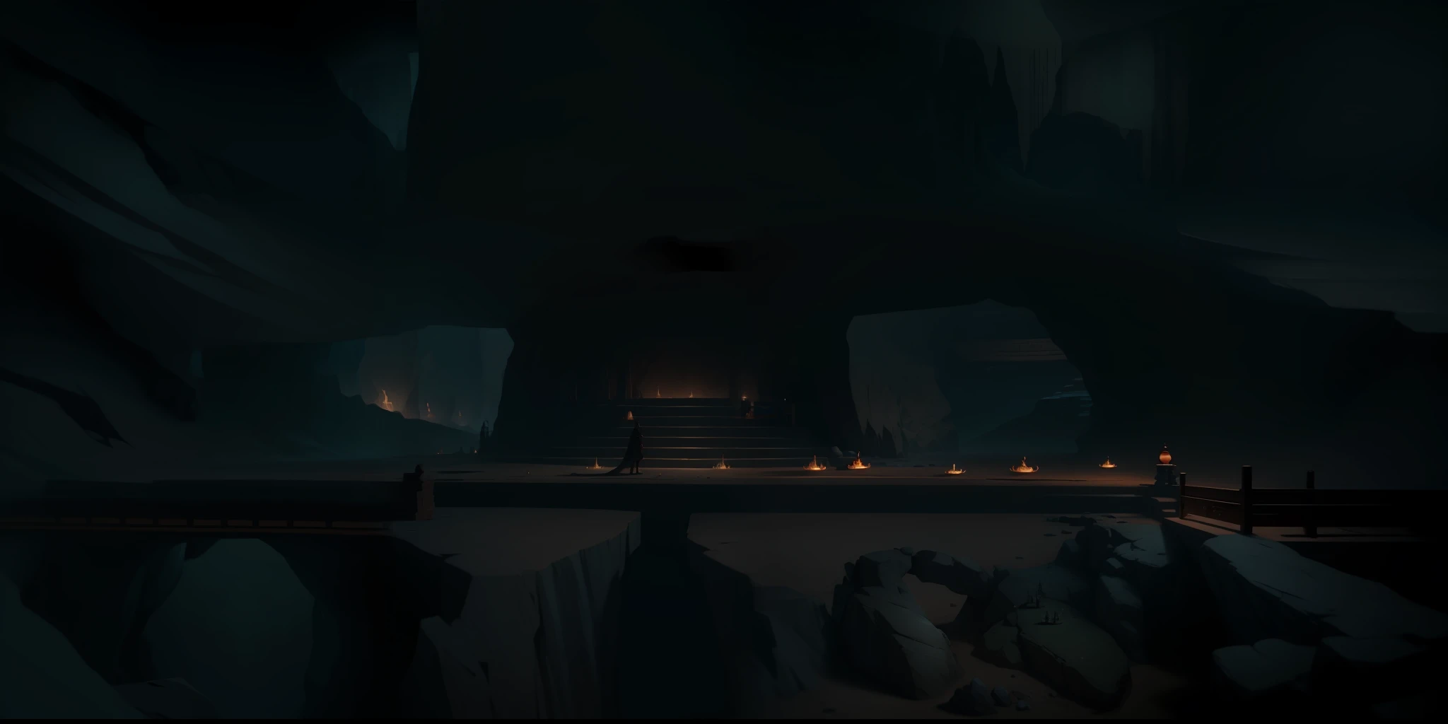 make a cave, with asian details for a boss fight scene --auto --s2