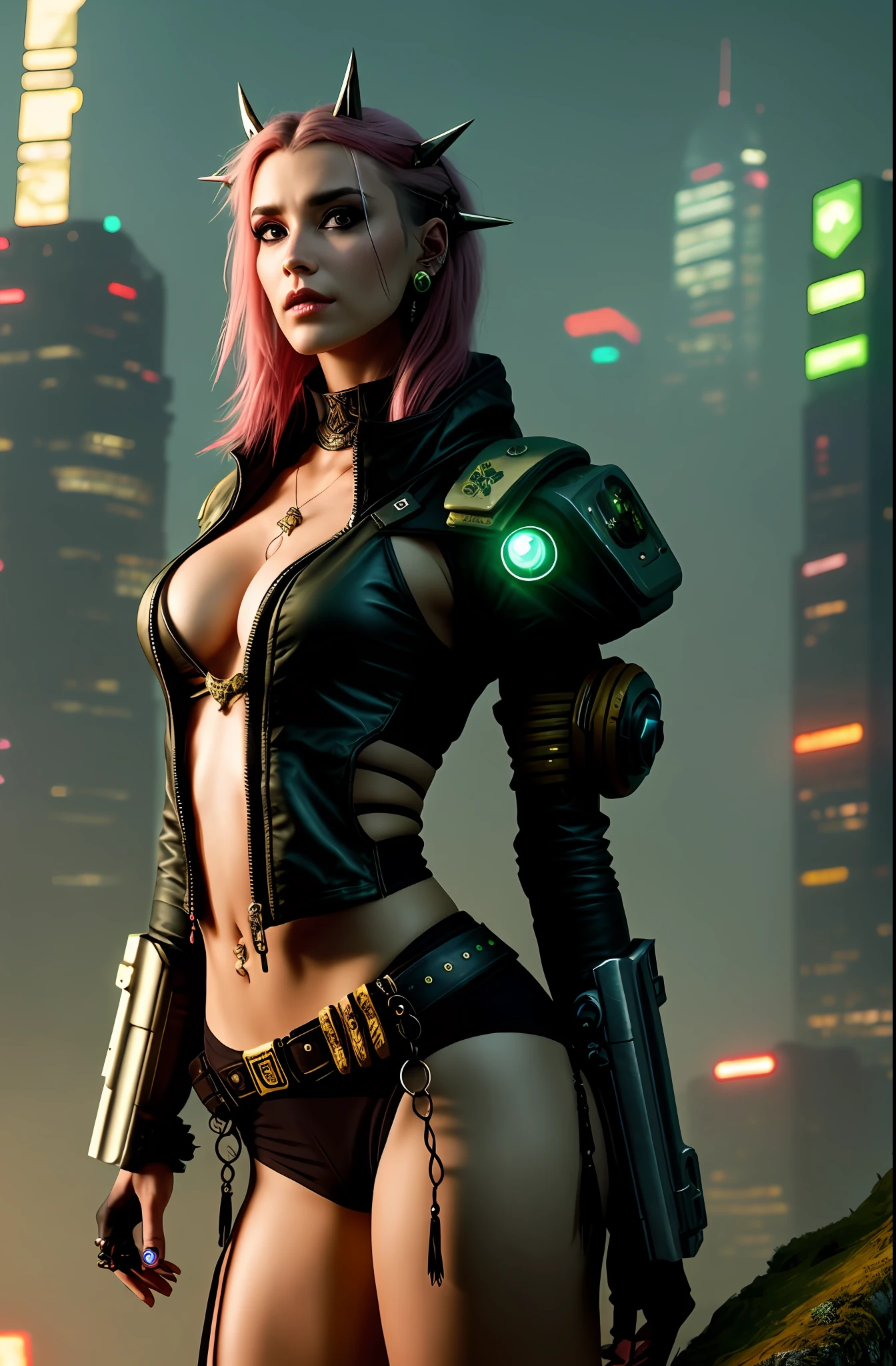 Cyberpunk nature goddess, cinematic, hot