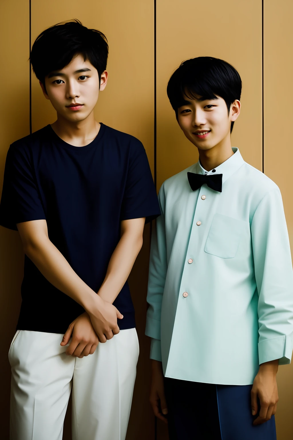 dois two young korean boys, portrait, brothers