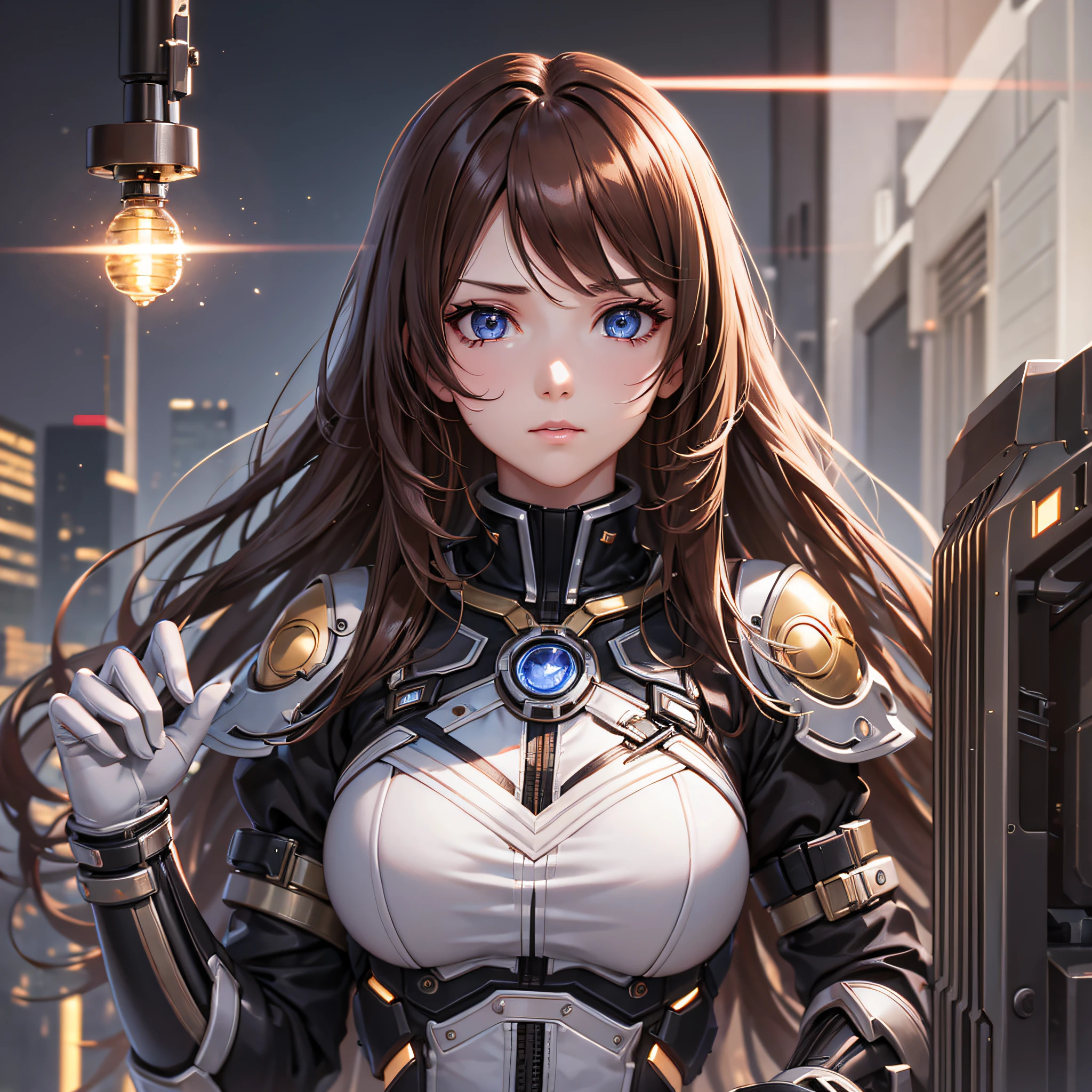 Mechanical Girl Fine Grand, Tense Best Quality Ultra High Resolution Long Brown Hair Sense of Power Cinematic Lighting --auto --s2