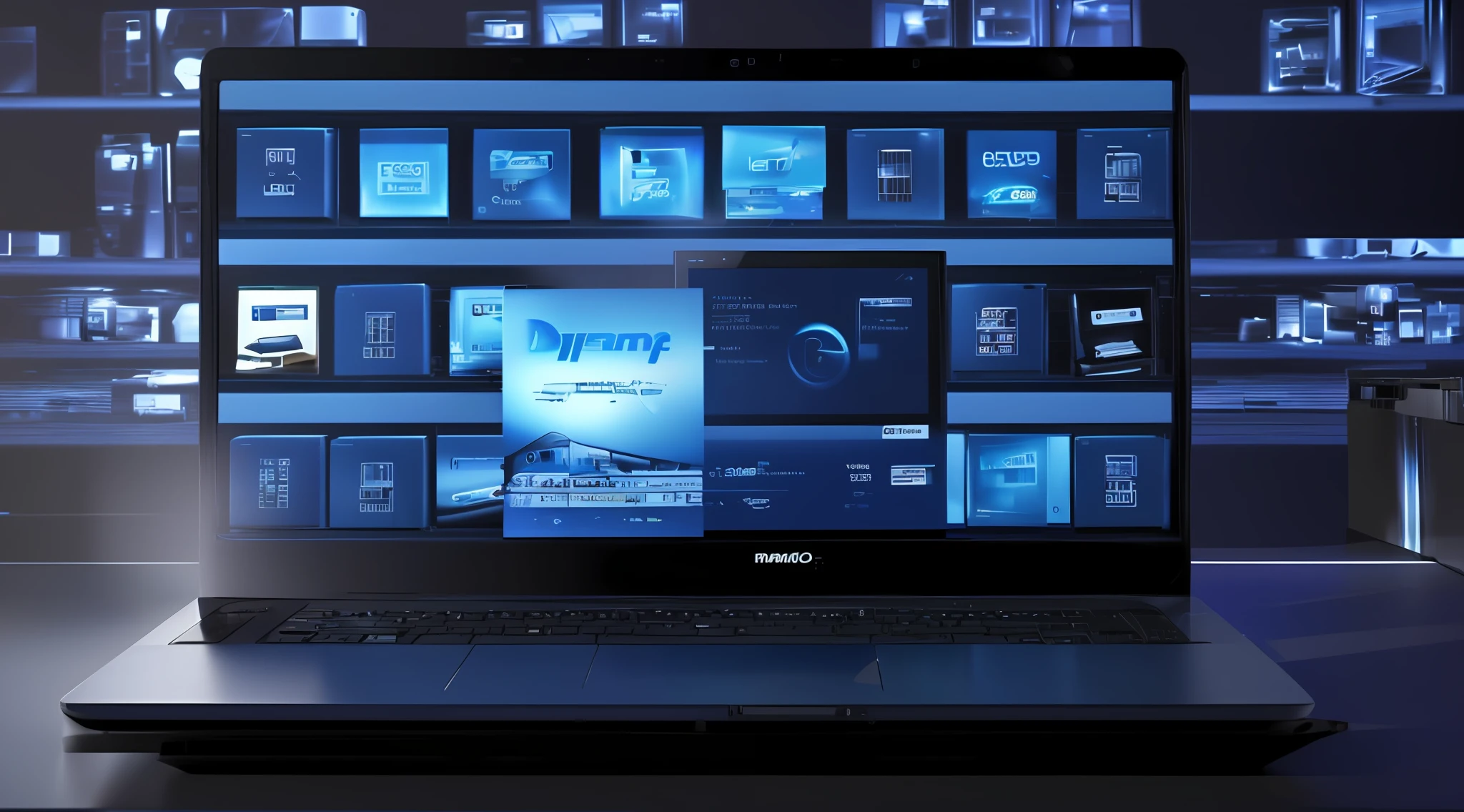 portable computer with a display of a trade on screen, vibrant and dynamic, product display, dynamic scene, wide screen capture, ecommerce photography, laptop, very dynamic, productphoto, packshot, on a dark background, detailed scene, digitally enhanced, digitally painted, dynamic, dynamic!, product introduction photo, 3d ios room photography, computer, dynamic contrast