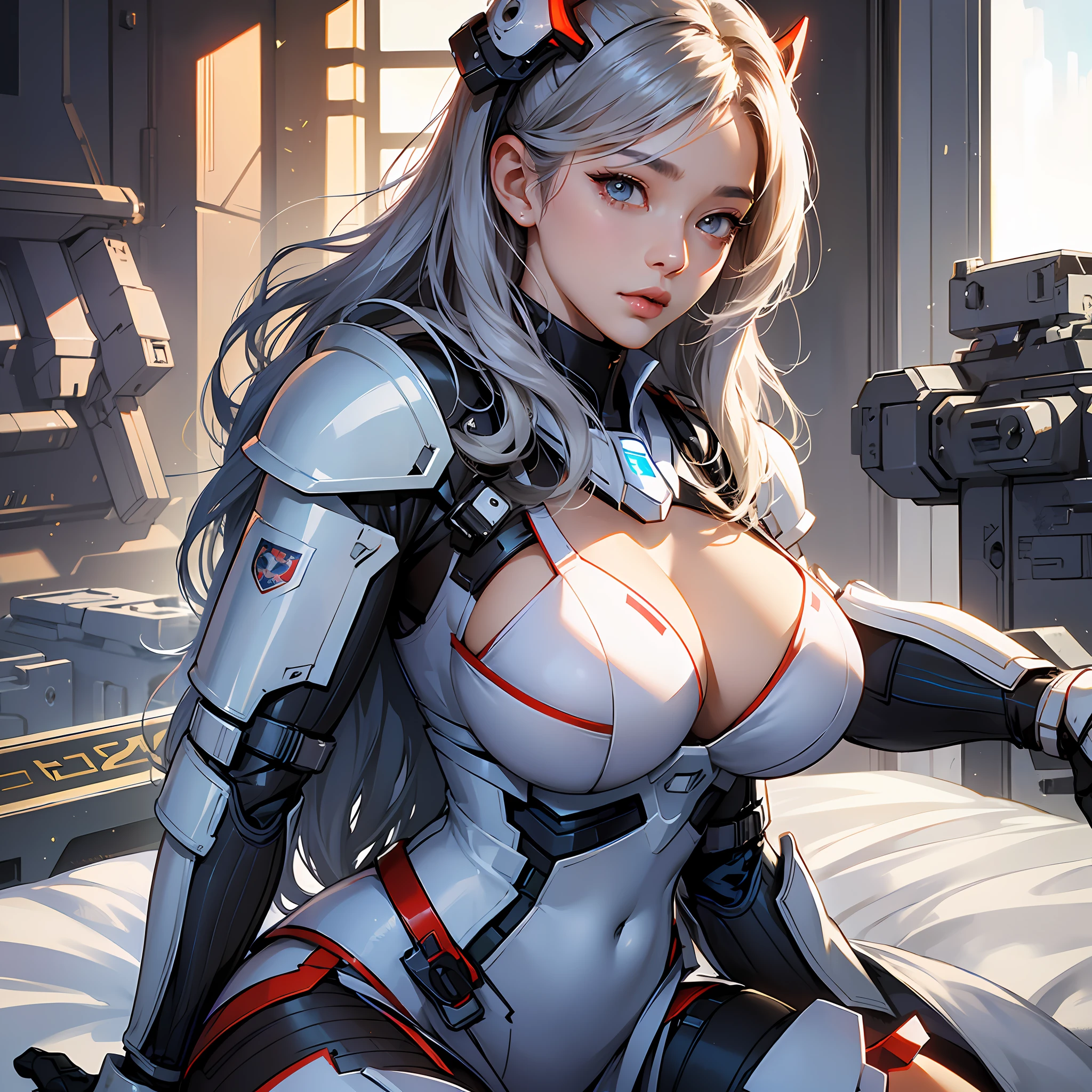 (Top Quality, 8k, 32k, Masterpiece, UHD: 1.3), (Attractive Japan Female Pictures), One Girl, (Big: 1.8)), (Long Wavy Hair), Abs, Perfect Body, Ultra Detailed Face, Detailed Lips, Fine Eyes, Double Eyelids, Pajamas, On the Bed, (Seductive), ((Exciting: 1.5)), ((Areola Slip)), (in estrus)), ()), Sexy Girl, Big, Beautiful Asian Girl, Gorgeous Chinese Model, Phenomenal Beauty, Mecha Cyber Armor Girl, Blow White Mecha, Female Mecha, Mechanized Valkyrie Girl, Beautiful White Girl Cyborg, Armor Girl, Sci-Fi Woman in Sci-Fi Military Armor, Sci-Fi Woman, White Futuristic Armor, Gorgeous Female Paladin, Mechanized Soldier Girl --auto --s2