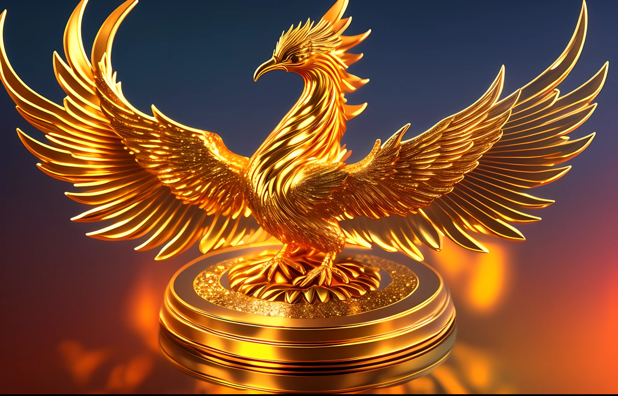 A big bright golden star on top of a phoenix Realistic miniature Phoenix miniature star Highly detailed CGi 8K resolution --auto --s2