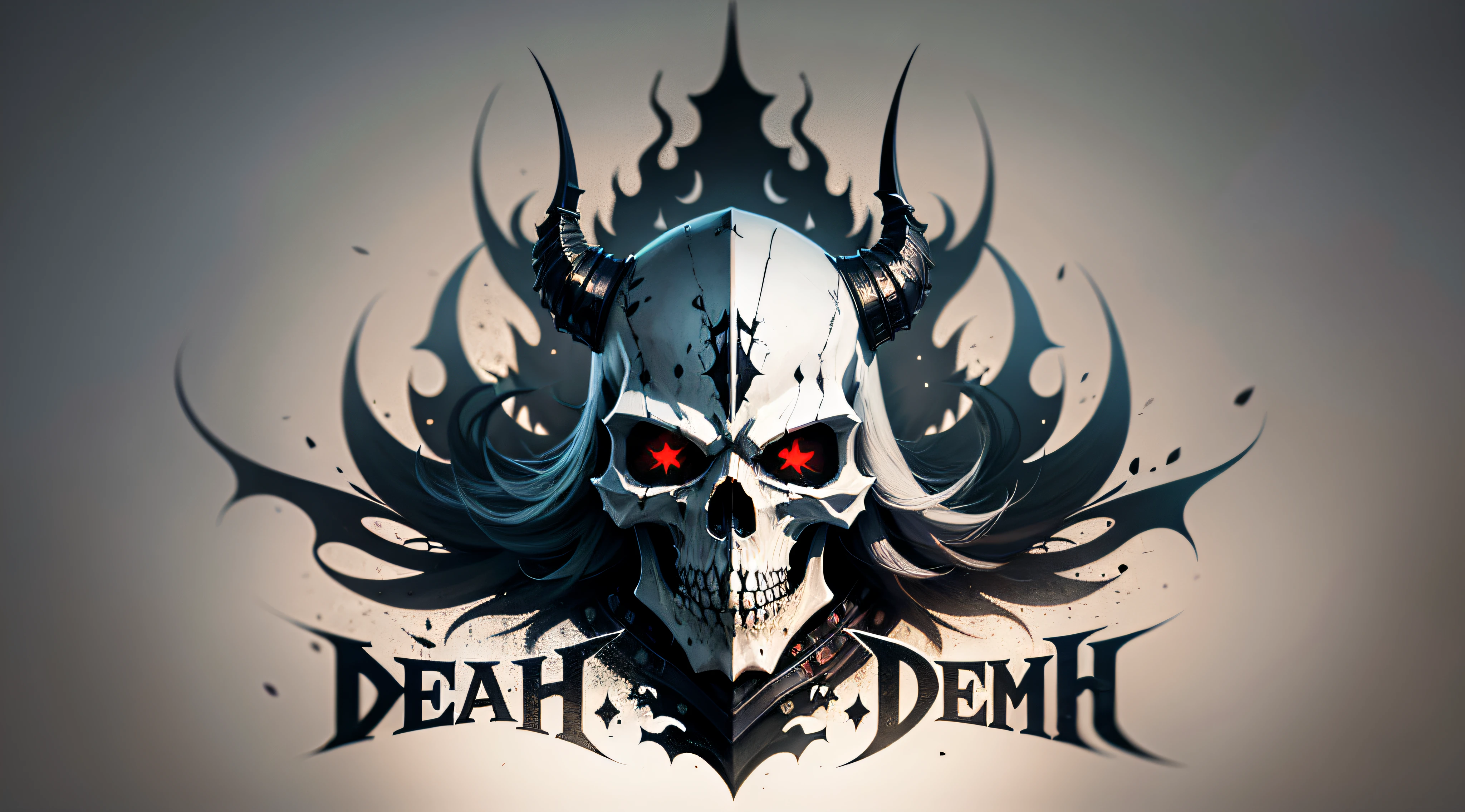 symmetrical logo+metal skull+death+demon+medieval knight