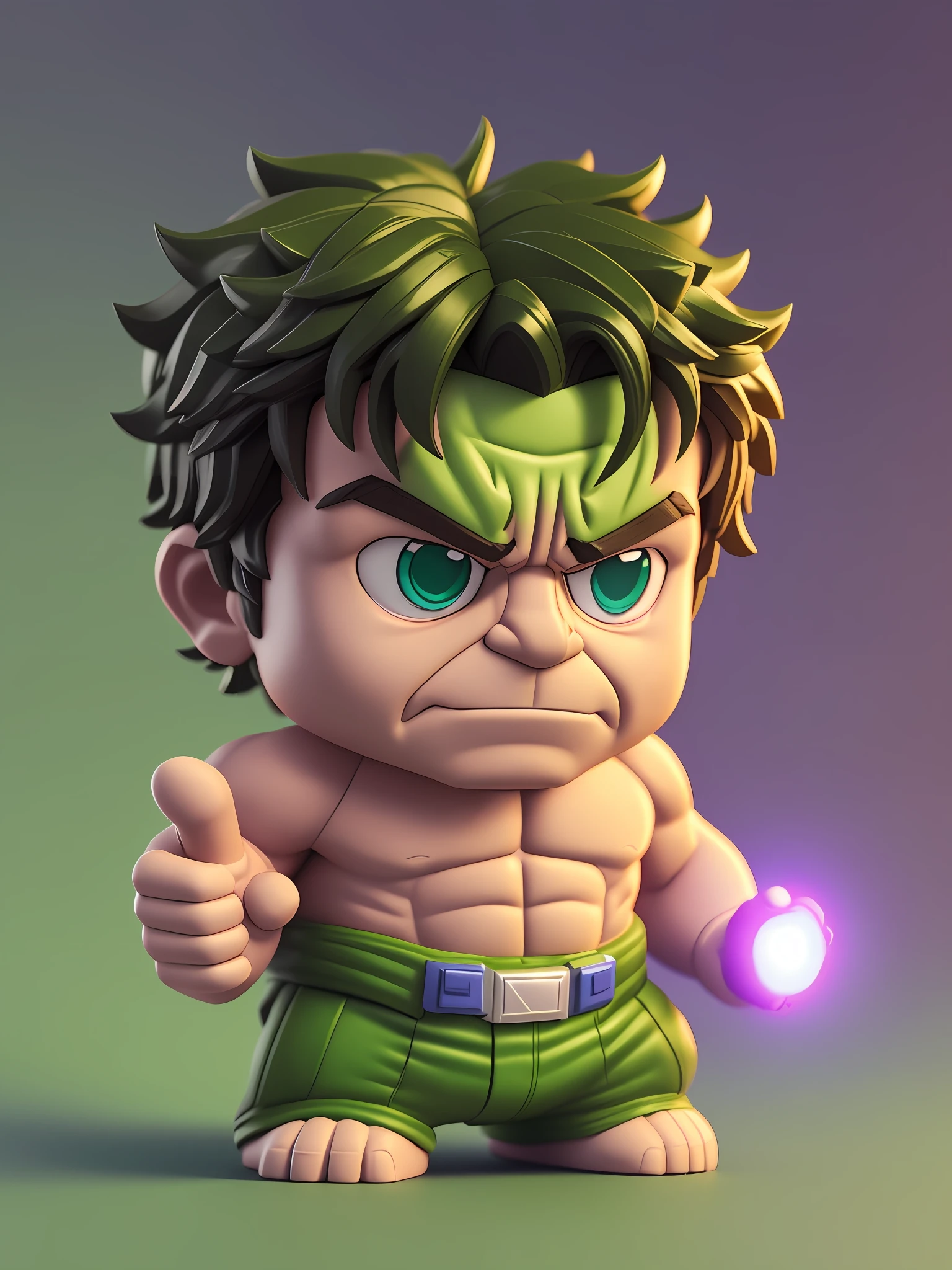 iny cute The Incredible Hulk/Bruce Banner toy, standing character, soft smooth lighting, soft pastel colors, Avengers Marvel universe, Skottie Young, 3D Blender render, polycount, modular constructivism, pop surrealism, physically based rendering, square image --auto --s2