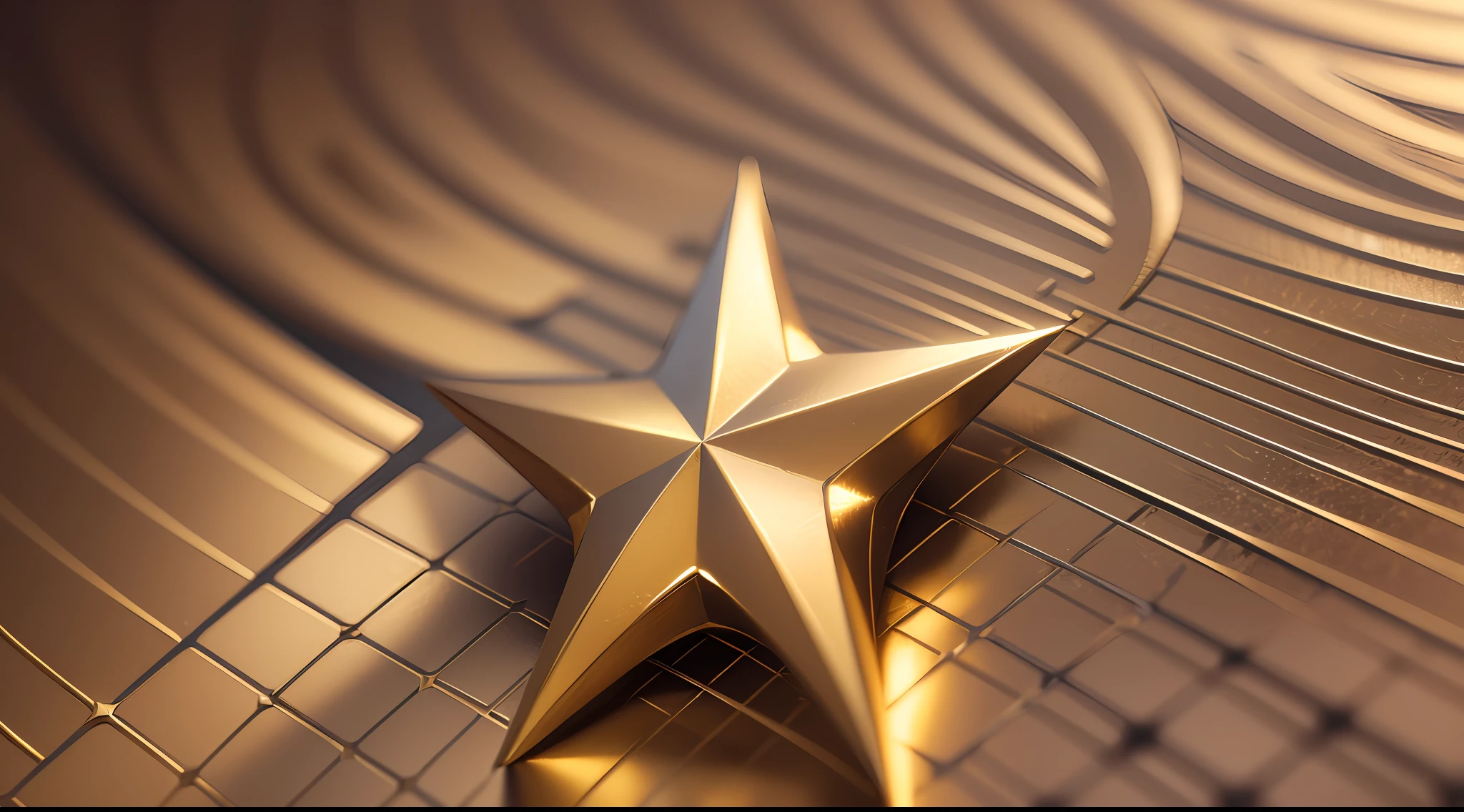 Close-up 3d logo design of a golden five-pointed star. Realistic highly detailed CGI 8k resolution. --auto --s2