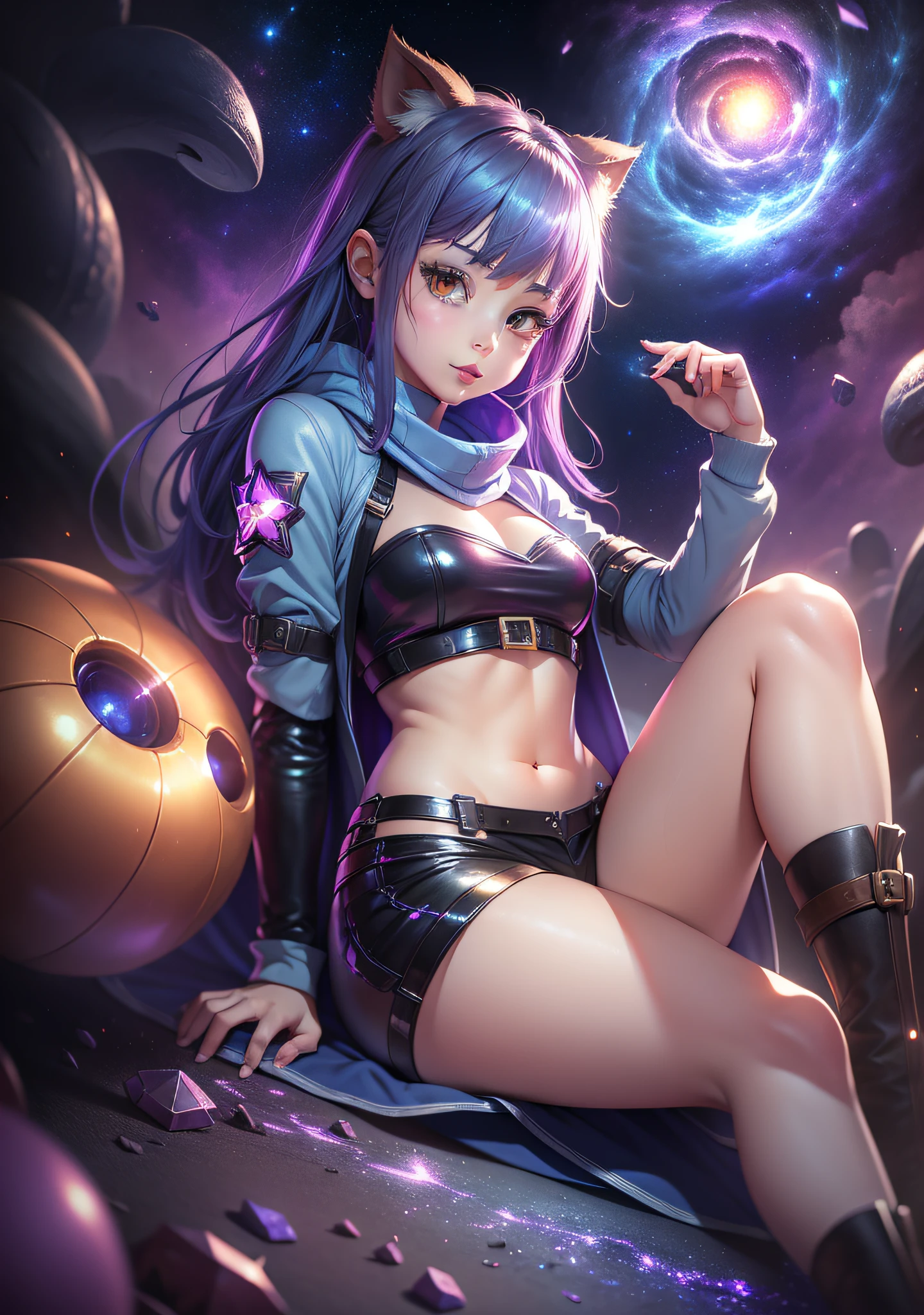 Annie League of Legend, Kawaii ,skin,dark loli with galaxy sky,magic