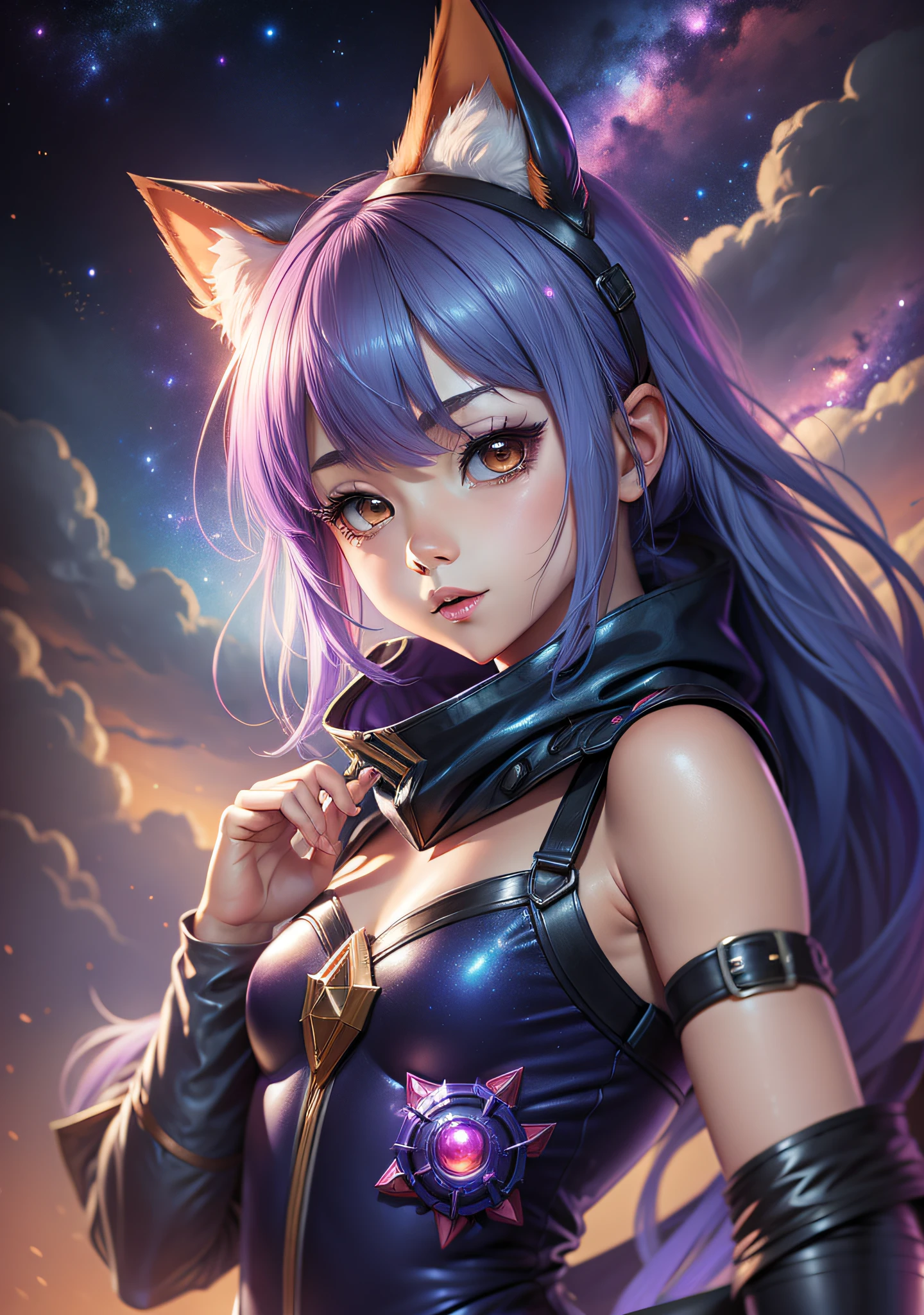 Annie League of Legend, Kawaii ,skin,dark **** with galaxy sky,magic