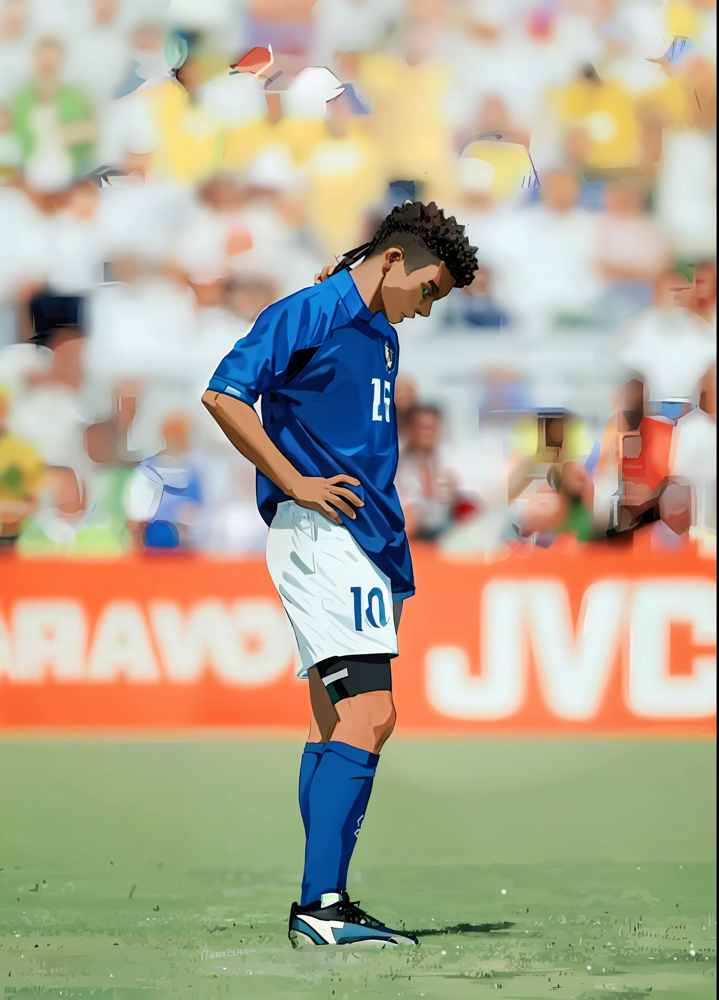 arafed soccer player standing on the field with his head down, brazilian ronaldo, ronaldo fenomeno, 15081959 21121991 01012000 4k, 1996, 1 9 9 6, looking sad, 1 9 9 5, 1995, very sad