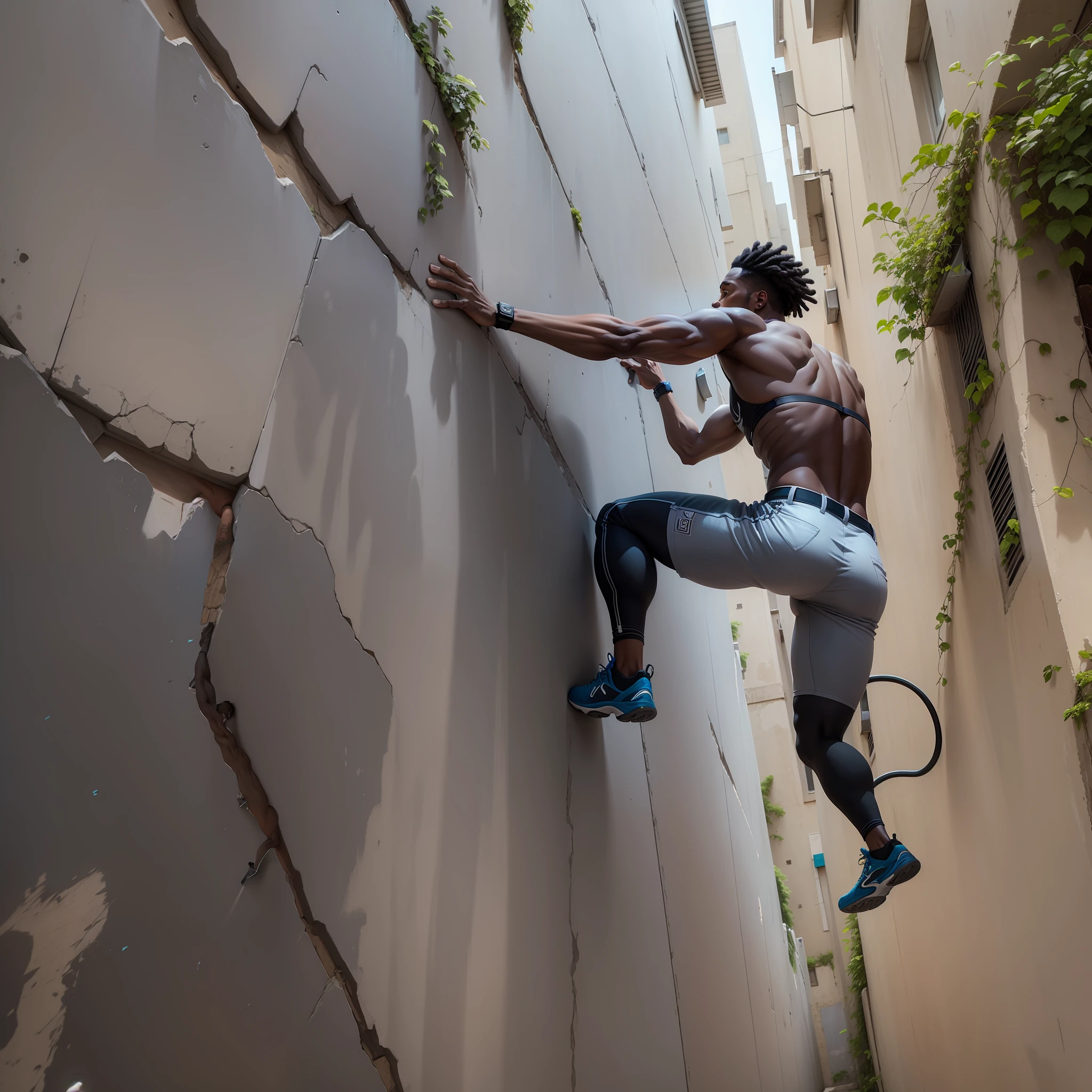 A strong black man climbing a wall --auto --s2