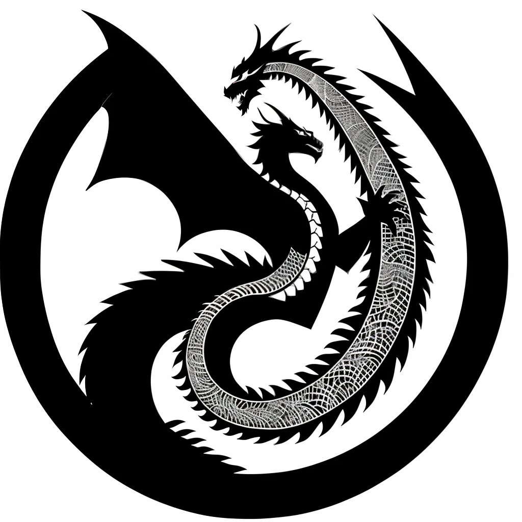 paper cutout, dragon , brave, black and white, no background, strong, scales, steel,