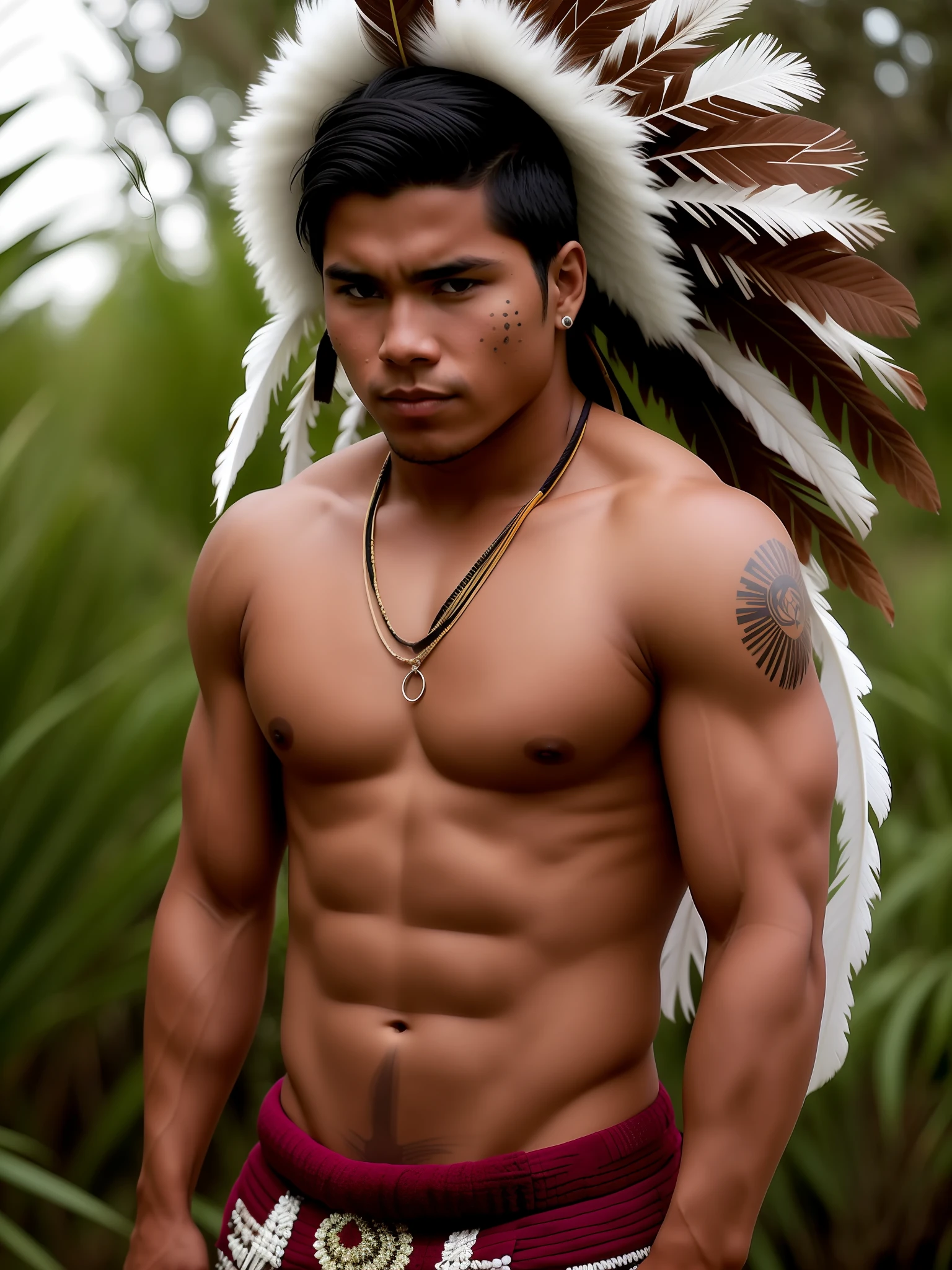 Strong manly young indigenous warrior