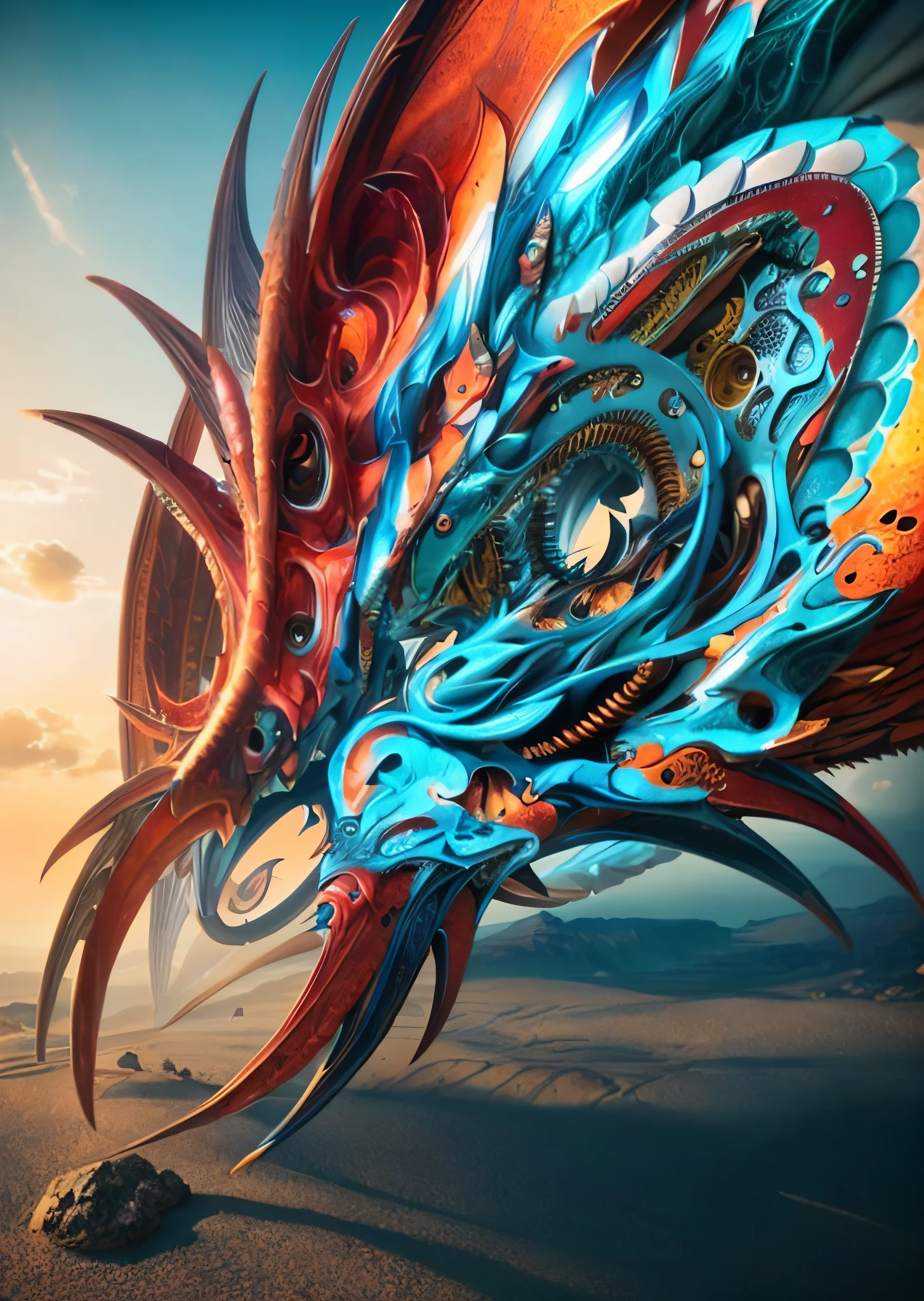 a close up of a dragon head with a sky background, 4k highly detailed digital art, intricate digital painting, hyper detailed digital art, extremely detailed digital art, highly detailed digital art, great digital art with details, 4k detailed digital art, elaborate digital art, high detailed digital art, intricate artwork. octane render, intricate futurism, highly detailed digital painting