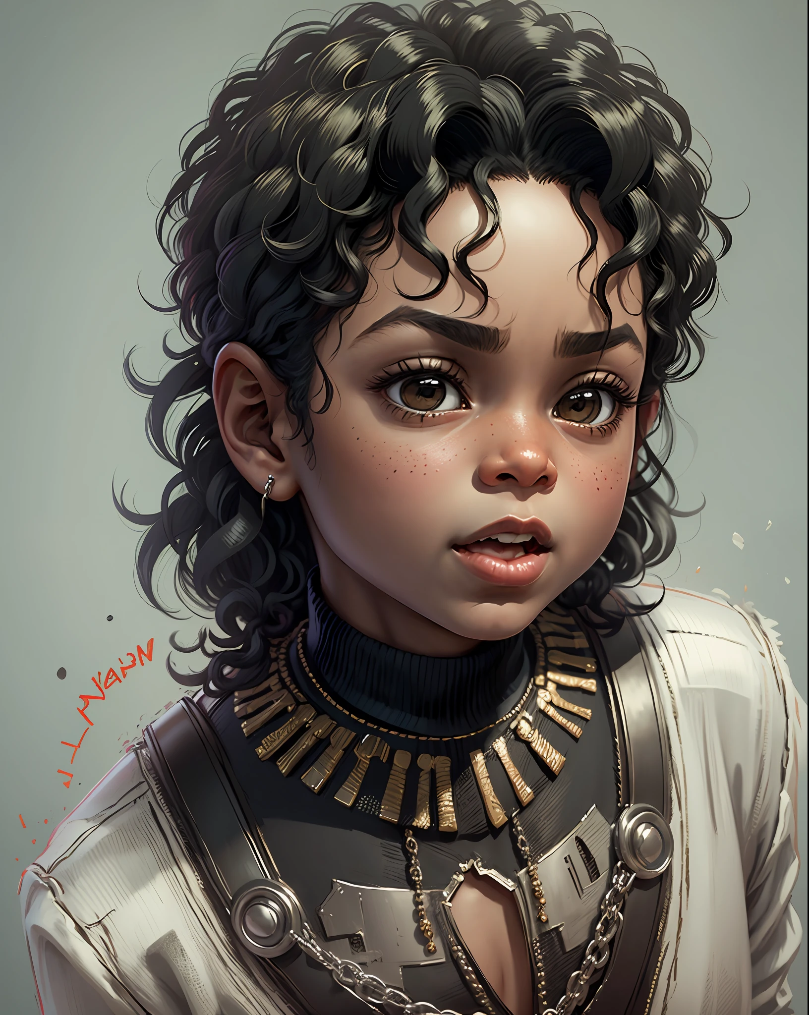 portrait of cutest black Michael Jackson baby illustration, artstation, CGI_Animation --auto --s2