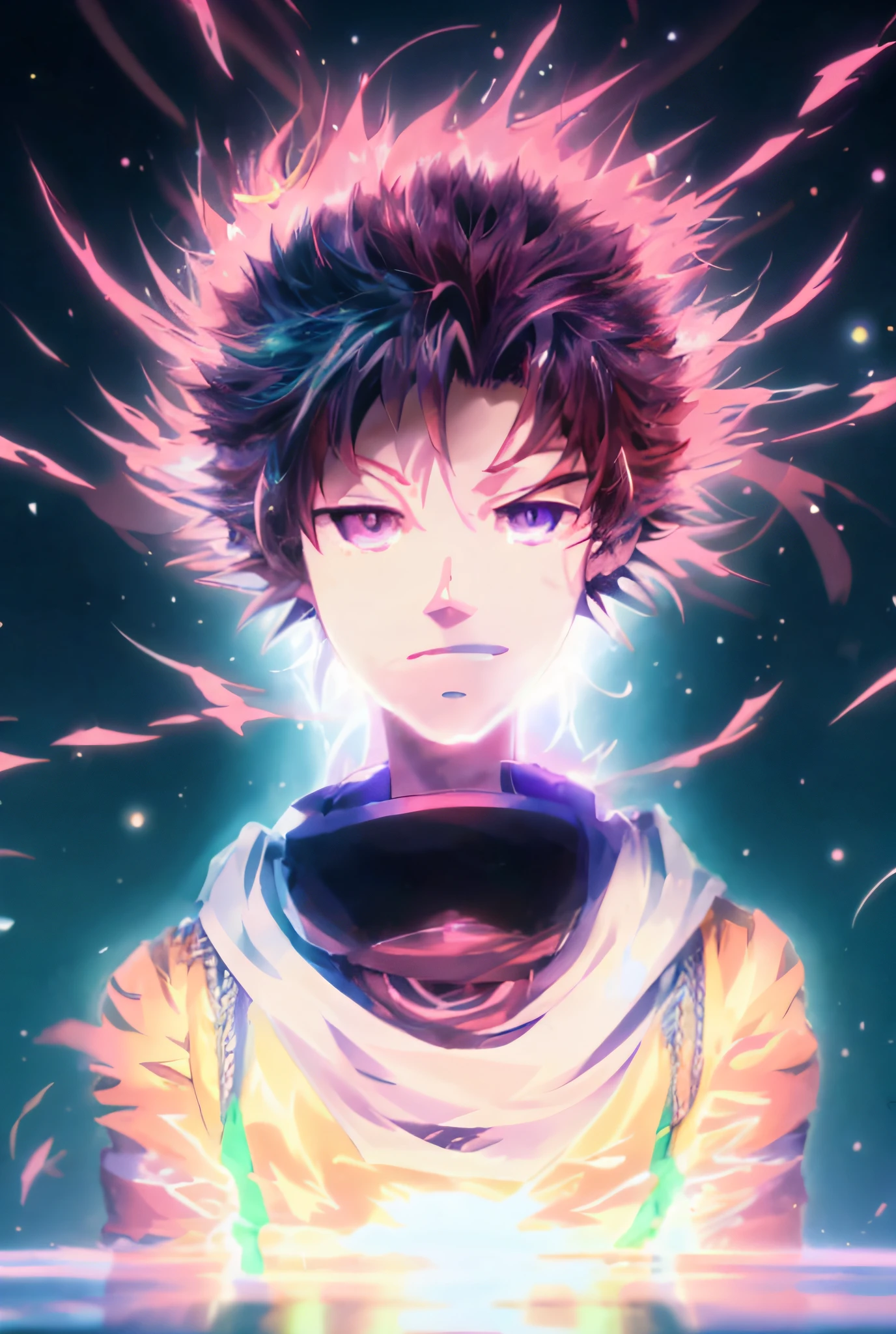 anime boy with a glowing hair and a glowing shirt, 4 k manga wallpaper, anime style 4 k, 4k anime wallpaper, anime wallpaper 4k, anime wallpaper 4 k, anime art wallpaper 4k, anime art wallpaper 4 k, anime art wallpaper 8 k, ultra hd anime wallpaper, best anime 4k konachan wallpaper, badass anime 8 k