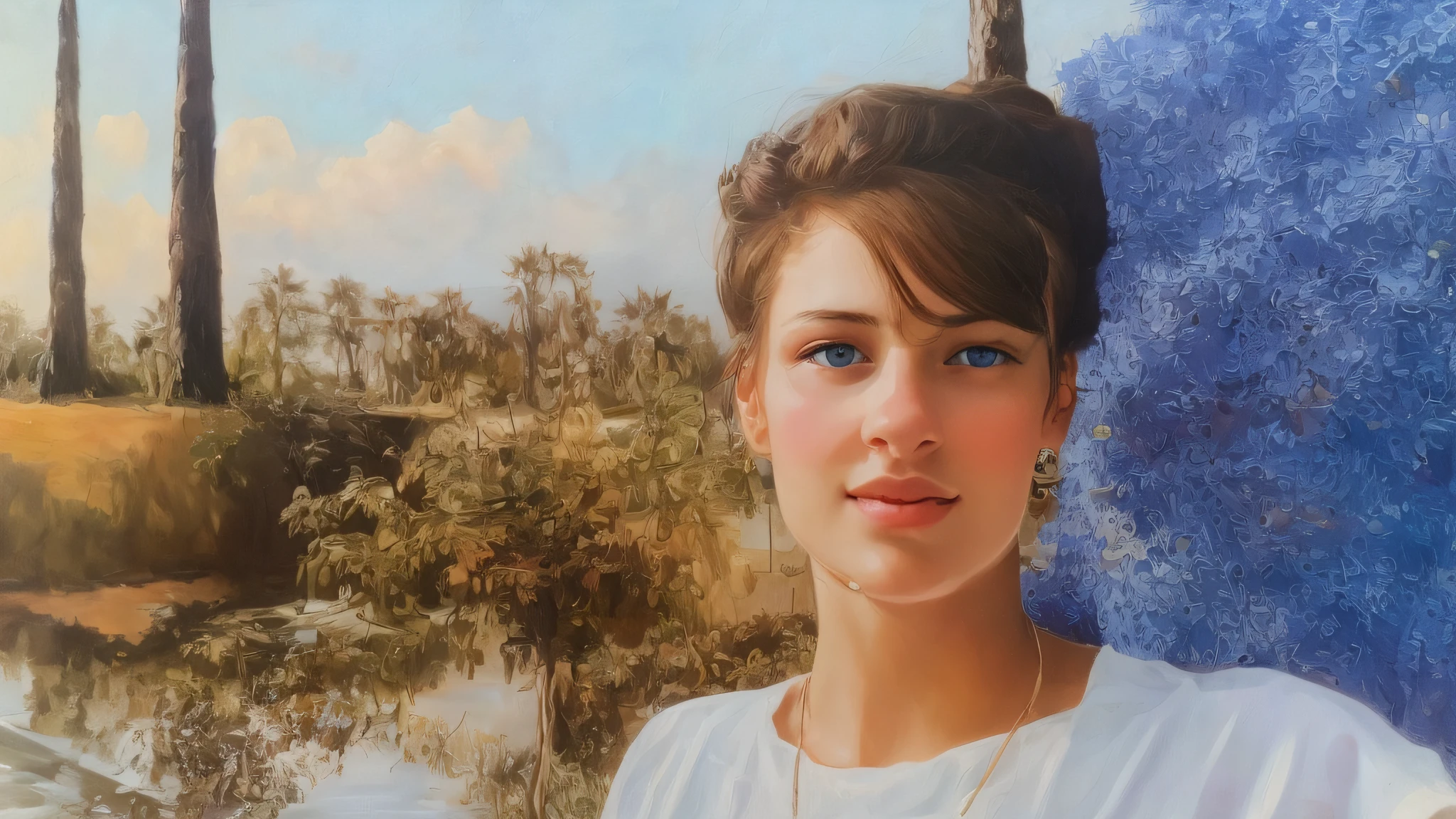 best quality, masterpiece, (realistic:1.4), 1 girl, brown hair, blue eyes, Front, detailed face, beautiful eyes