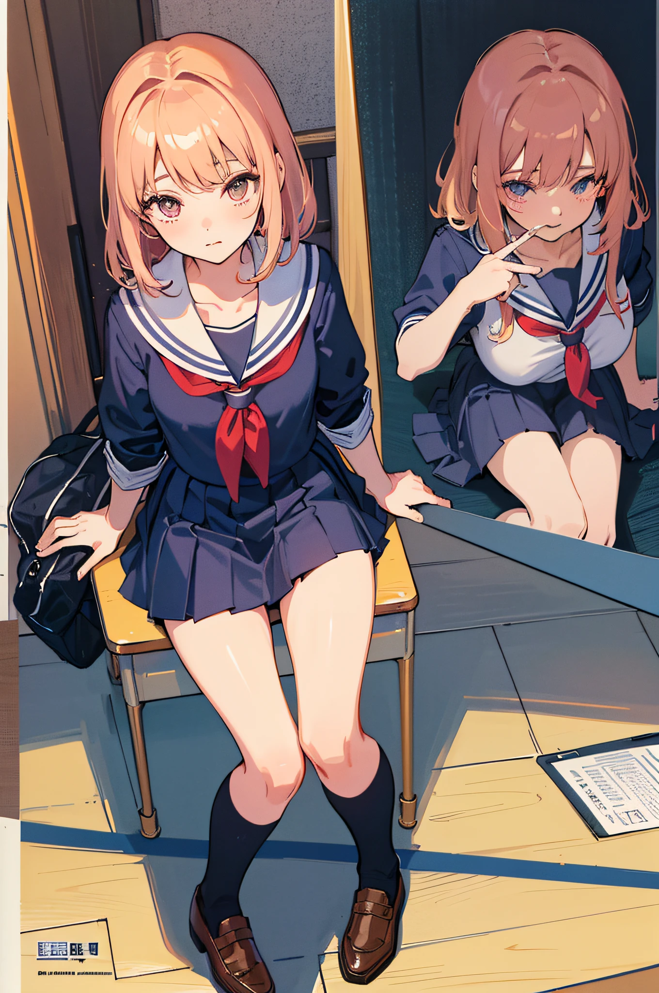 1girl,(school uniform:1.2),mousatsu,multiple views, (pubic hair:1.2),completely nude,
(best quality,masterpiece:1.3),absurdres,highres,8k, ultra high res, official art,illustration,extremely detailed,
