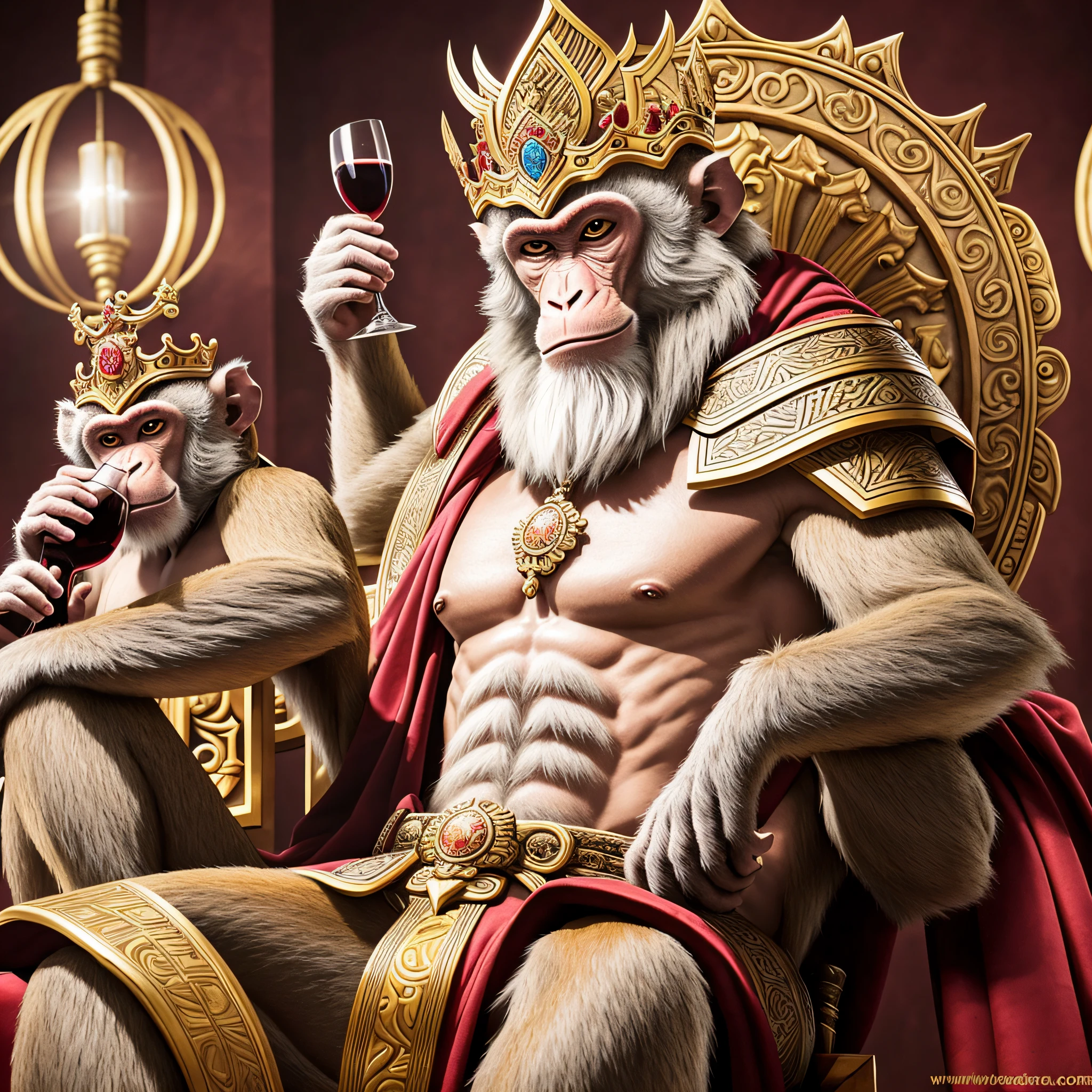 a ey king sitting on his throne drinking wine --auto --s2