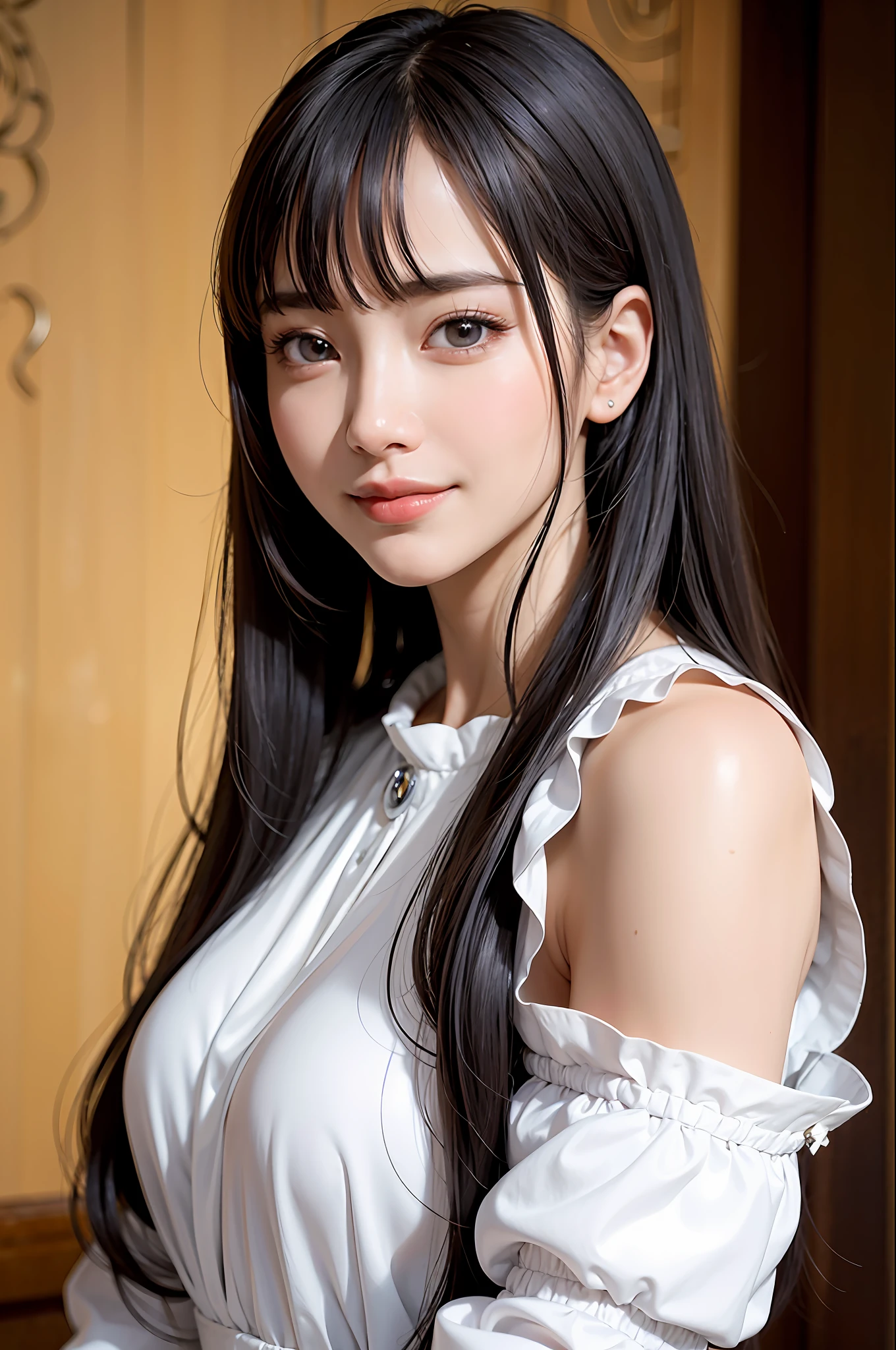 Masterpiece, 1 Beautiful Girl, Detailed, Swollen Eyes, Top Quality, Ultra High Resolution, (Reality: 1.4), Original Photo, 1Girl, Cinematic Lighting, Smiling, Japanese, Asian Beauty, Korean, Clean, Super Beautiful, Little Young Face, Beautiful Skin, Slender, Cyberpunk Background, (ultra realistic), (high resolution), (8K), (very detailed), (best illustration), (beautifully detailed eyes), (super detailed), (wallpaper), (detailed face), viewer looking, fine detail, detailed face, pureerosfaceace_v1, smiling, 46 point slanted bangs, looking straight ahead, neat clothes, black colored eyes, silver armor, armor, short navy blue skirt, hair color red, body facing front,
