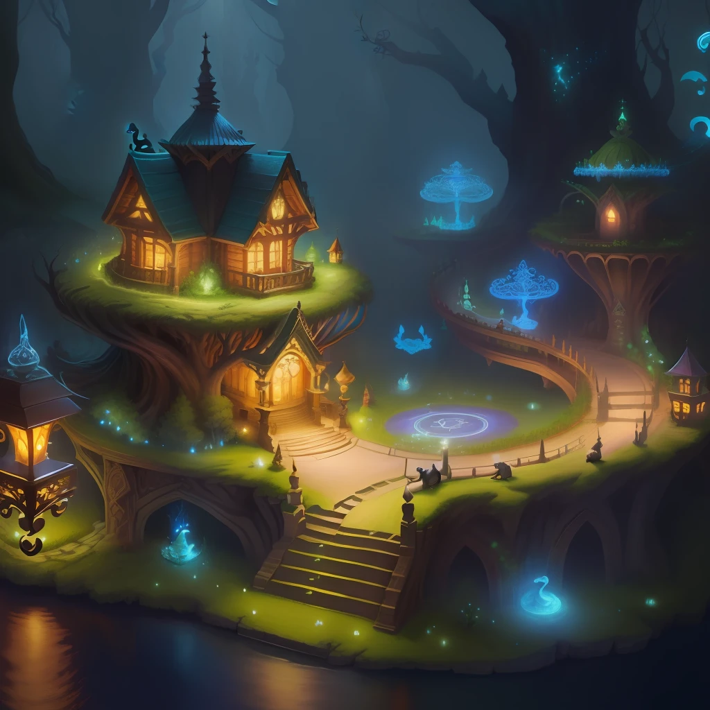 enchanted kingdom, cat and dog, magic, mysterious map, Enchanted Grove, fairy, help, guidance, magical challenges.