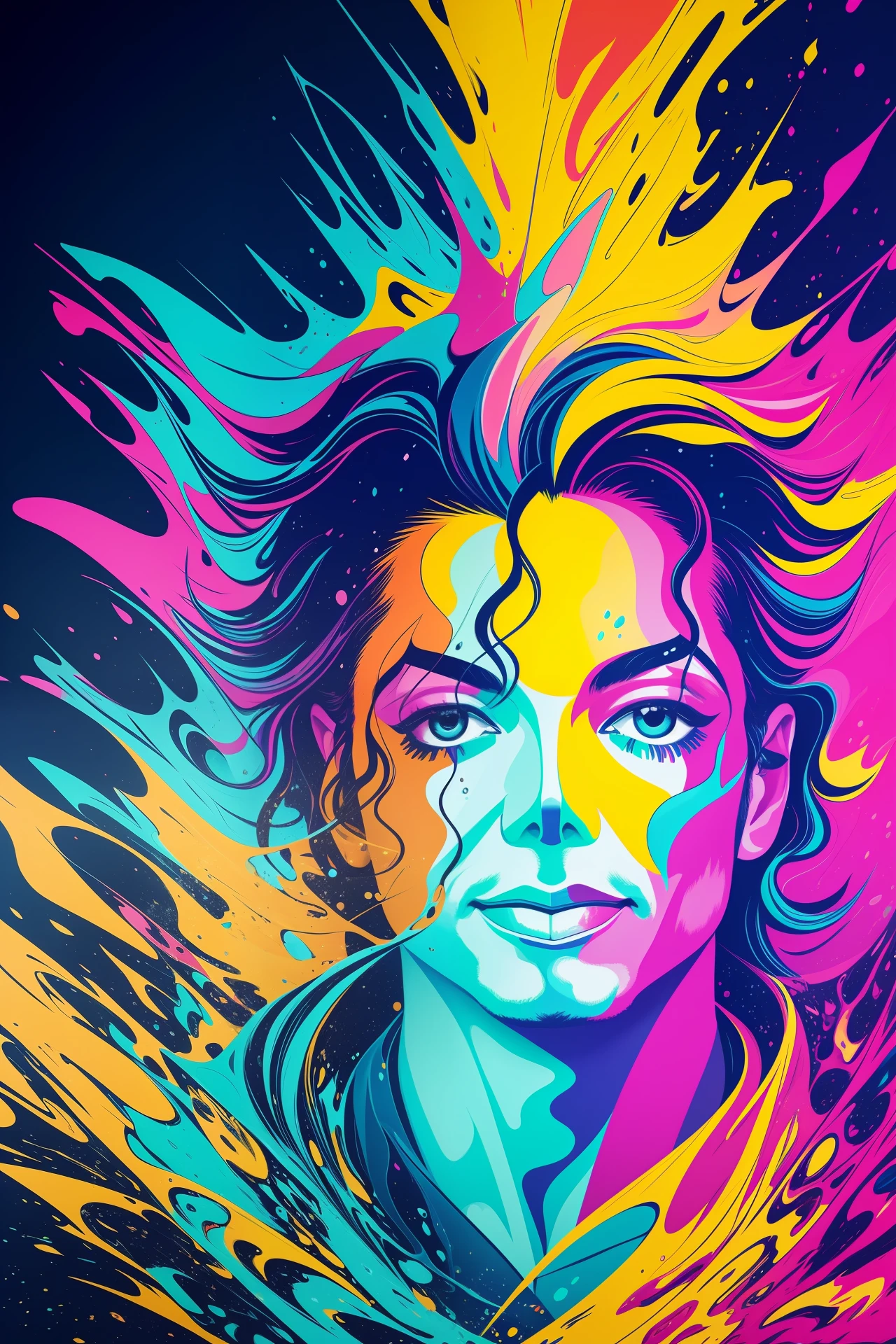 Colorful abstract art of paint forming man Michael Jackson, Romantic lighting, Sub-surface Scatterring, Brightness, Underwater paint art awarded by Alberto Seveso --auto --s2