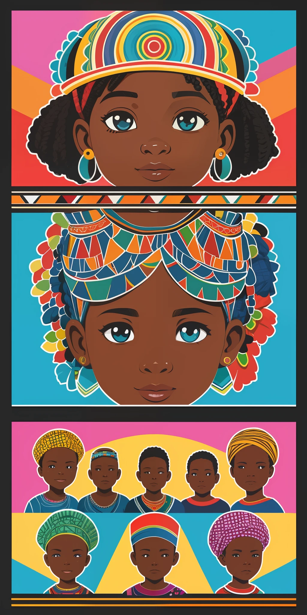 t-shirt print, "a watercolor painting depicts vibrant African villagers engaged in community activities and valuing their cultural heritage" in a silhouette design, 3D vector art, cute and quirky, bright bold coloring, low poly, isometric style, retro aesthetic, character-focused, 4K resolution, photorealistic rendering, using Cinema 4D, front, 8K --auto --s2