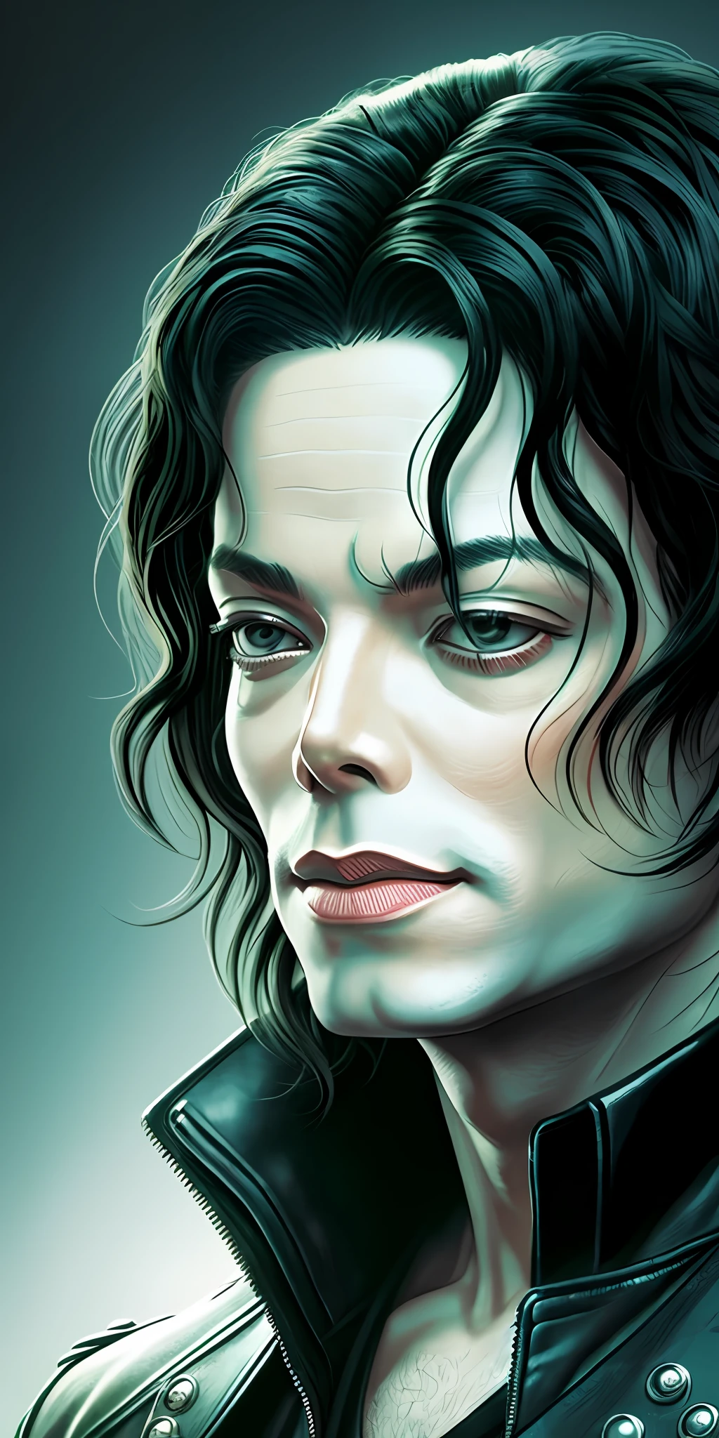 Photo of Michael Jackson in The Matrix 2009, detailed, centered, solid color background, photorealistic lighting, digital art --auto --s2