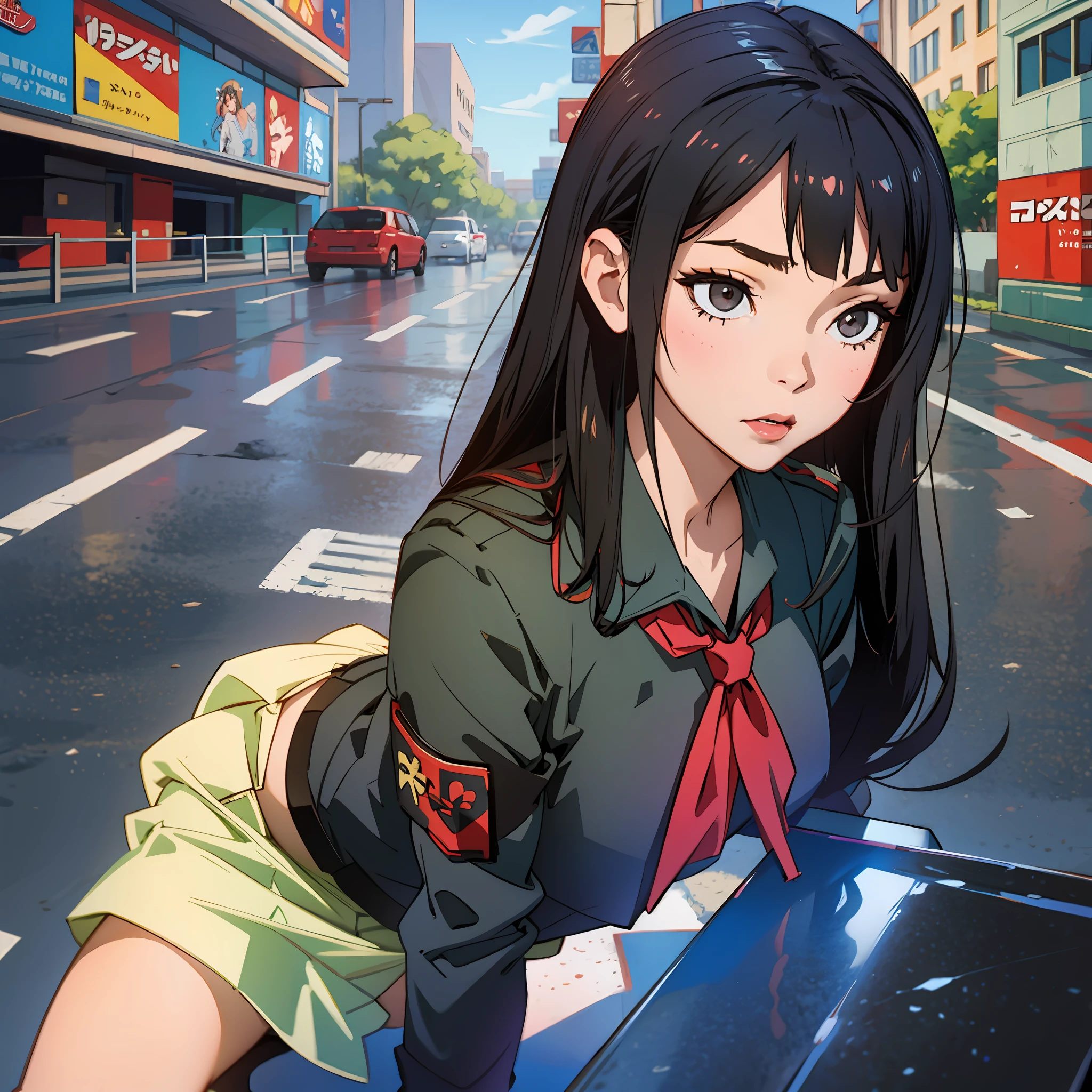 High School Girl Panty Shot Uniform Black Hair --auto --s2