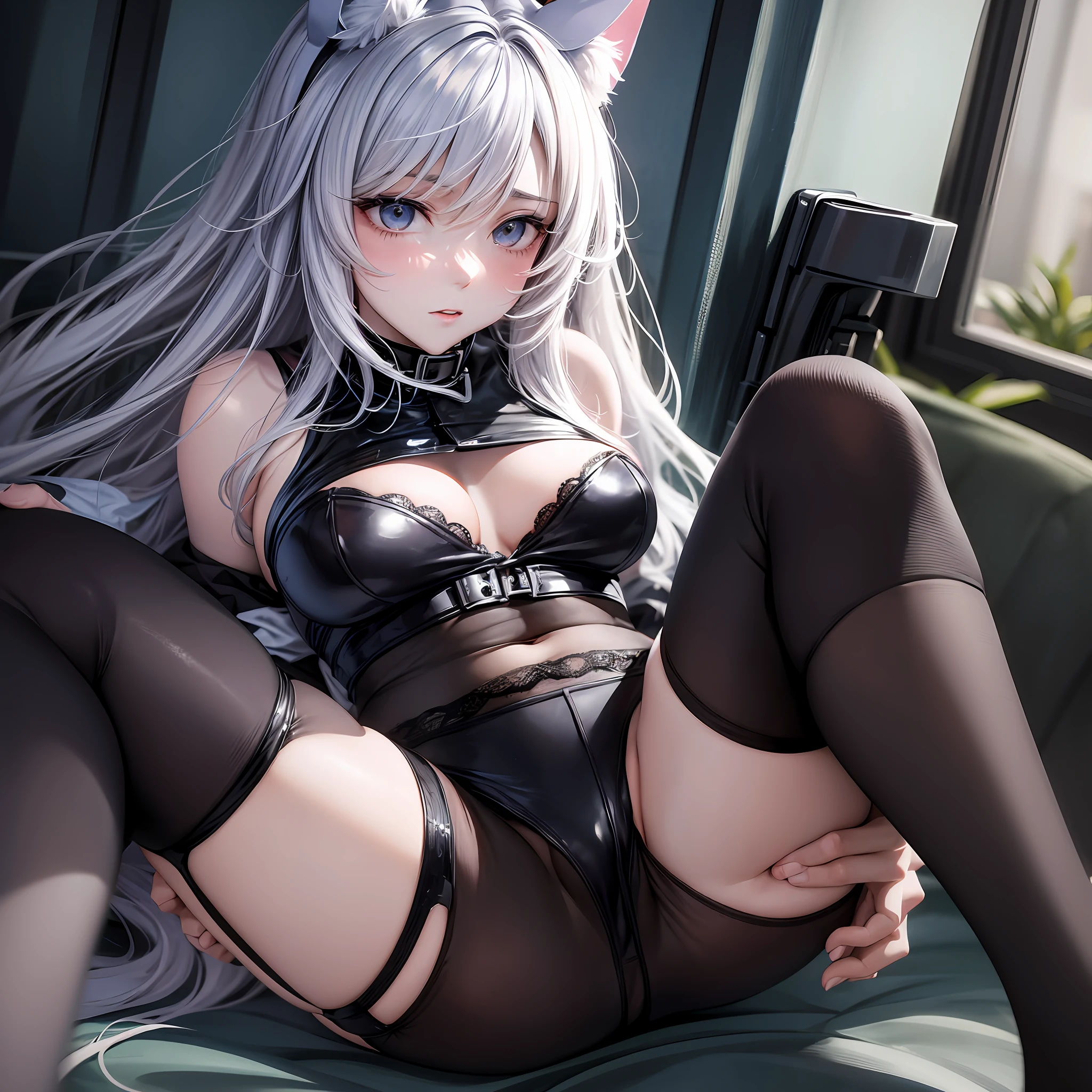 Passive boy being by girl girdle with hentai cat ears
