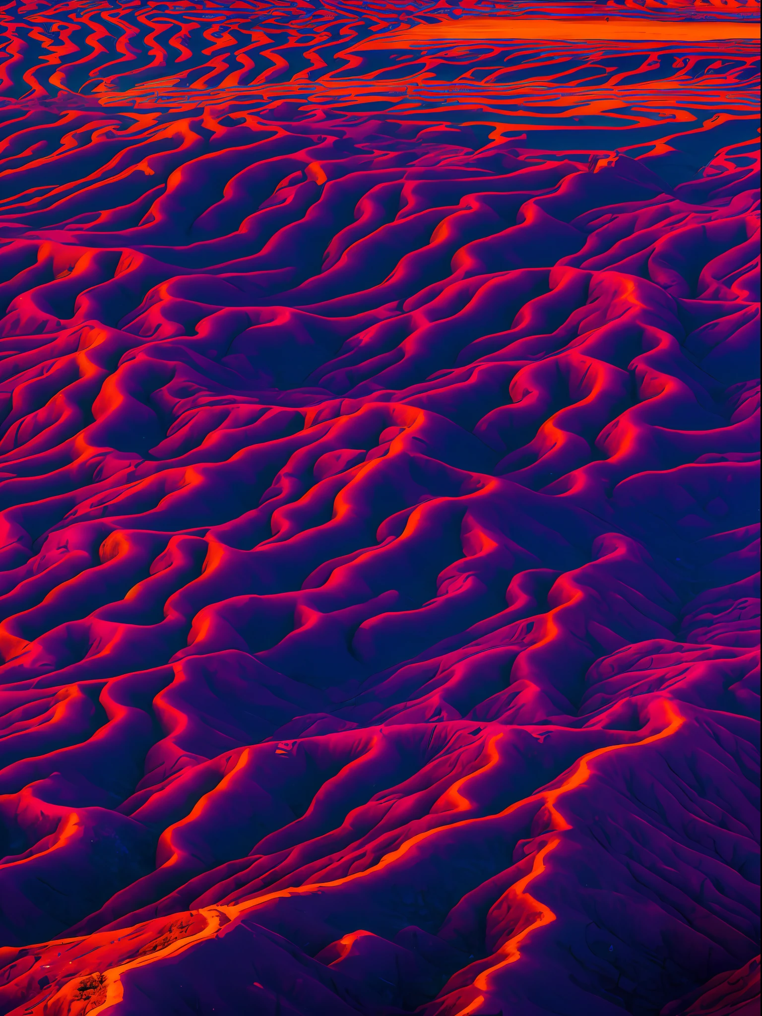 "A breathtaking masterpiece, psychedelic and surrealist, depicting a landscape beyond human comprehension, with molten shapes and small eyes on the walls, which seem to look directly at the camera, human-shaped bodies are part of the walls, vibrant colors - all in high resolution and exceptional quality, 8K" --auto --s2