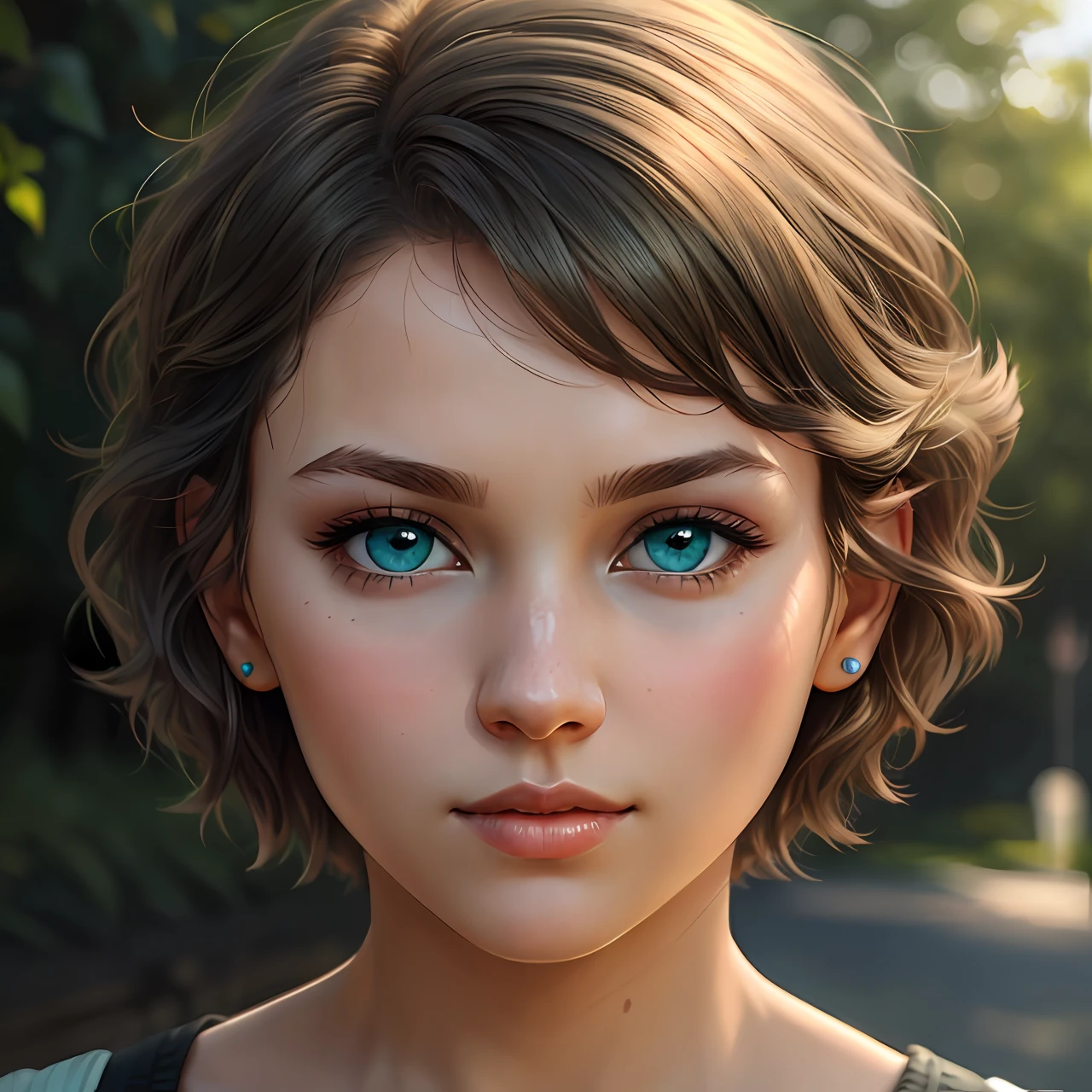 [amazing women cute:korea women:17], short hairstyle,(natural skin texture, hyperrealism, soft light, sharp:1.2),green-blue eyes,hyperrealism